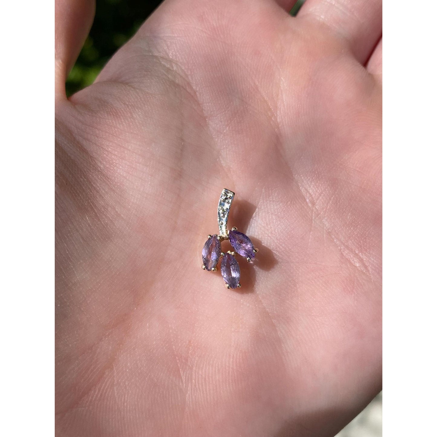Vintage Solid 14k White & Yellow Gold Amethyst Charm