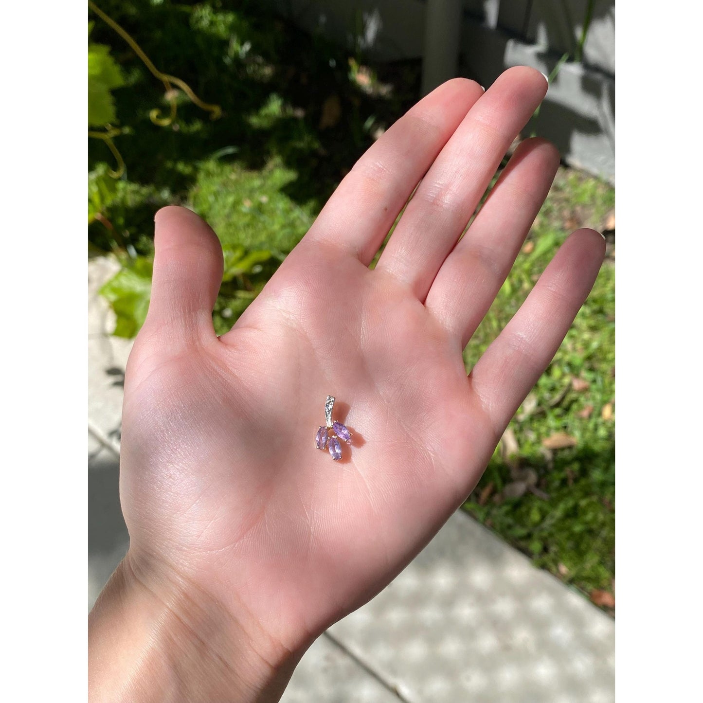 Vintage Solid 14k White & Yellow Gold Amethyst Charm