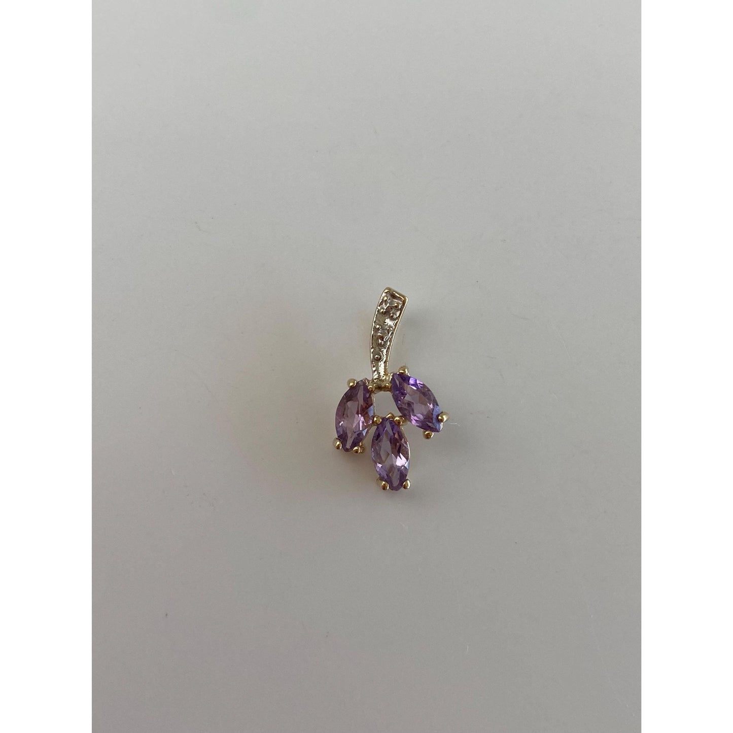 Vintage Solid 14k White & Yellow Gold Amethyst Charm