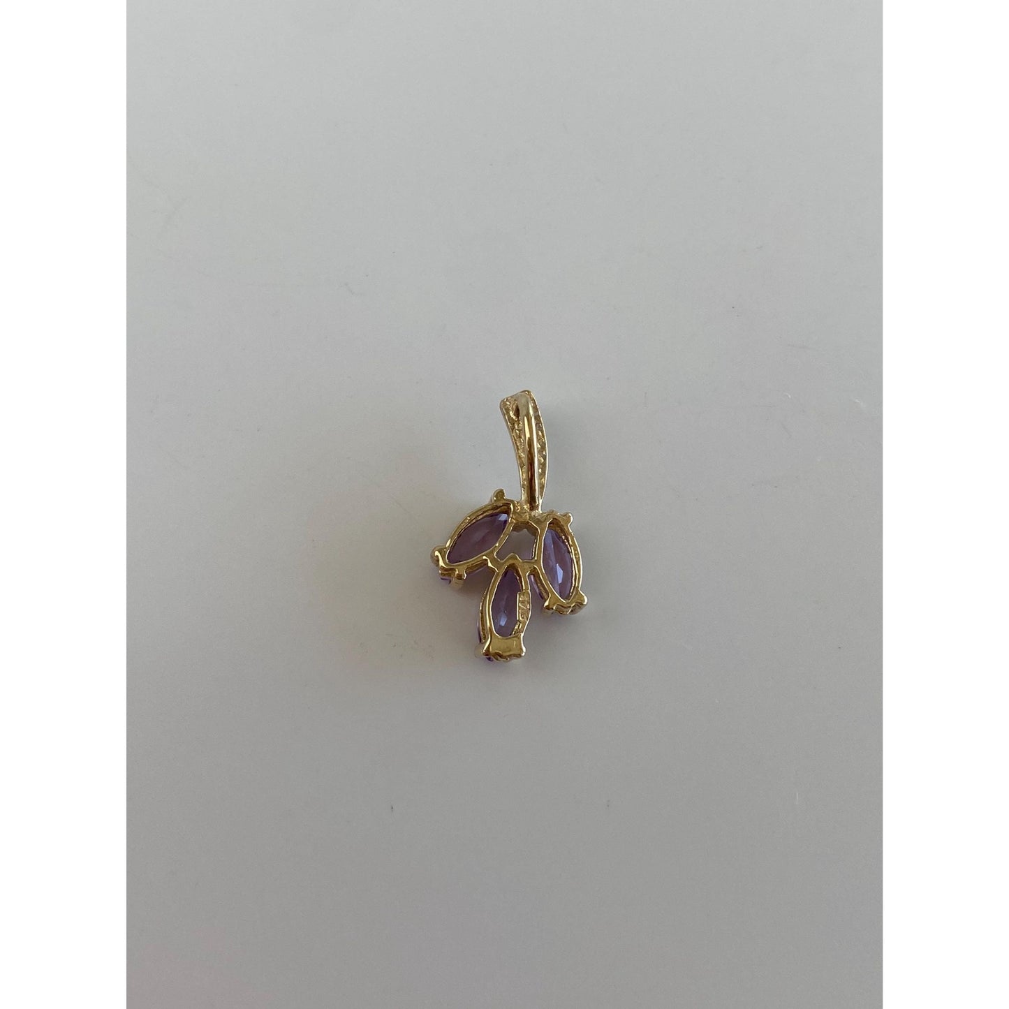 Vintage Solid 14k White & Yellow Gold Amethyst Charm