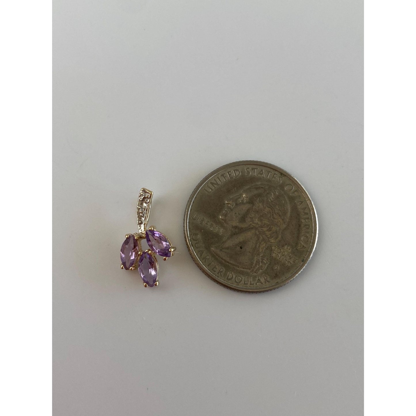 Vintage Solid 14k White & Yellow Gold Amethyst Charm