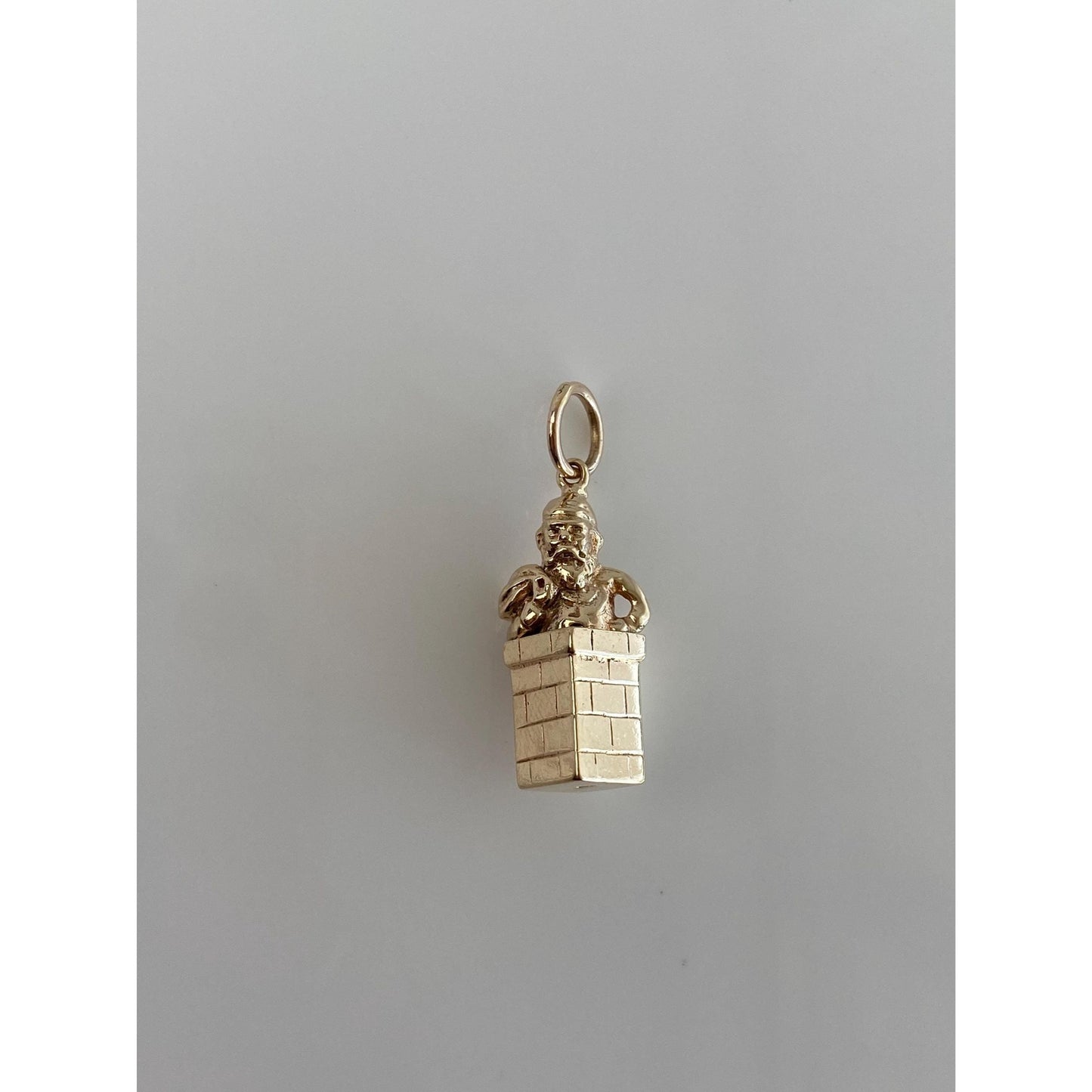 Vintage Solid 14k Yellow Gold Santa Chimney Charm