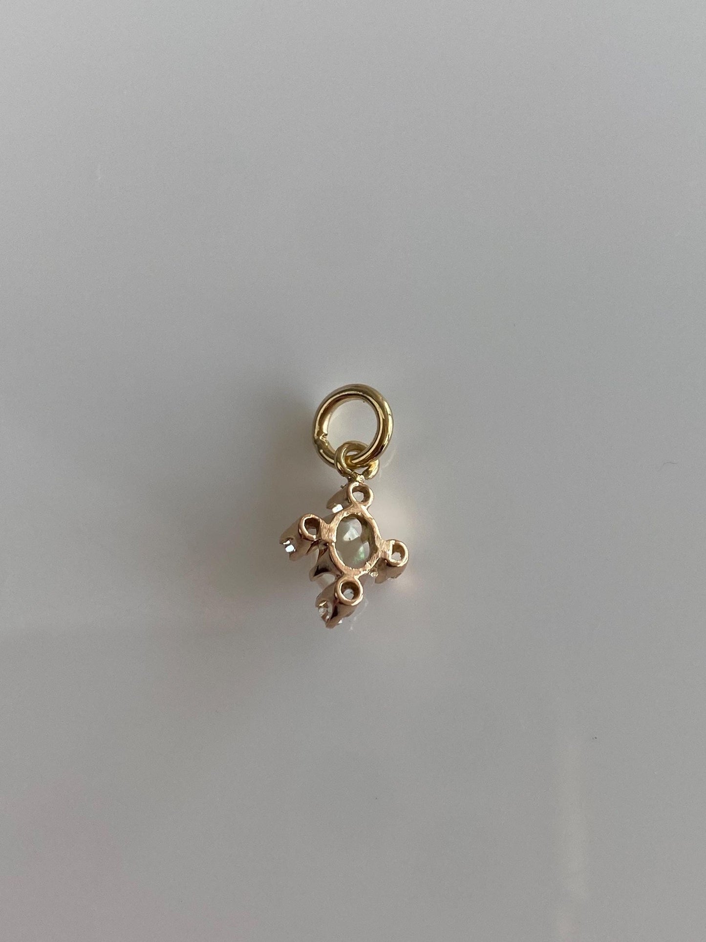Vintage Solid 10k Yellow Gold Old Mine Cut Diamond Opal Stick Pin Conversion Charm