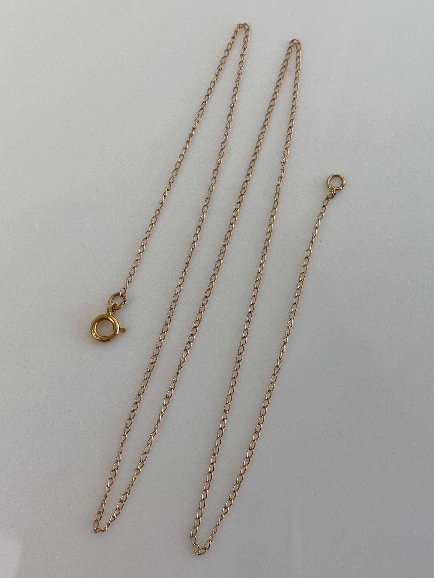 Vintage Solid 14k Yellow Gold Dainty Elongated Curb Chain Necklace - 15 inches