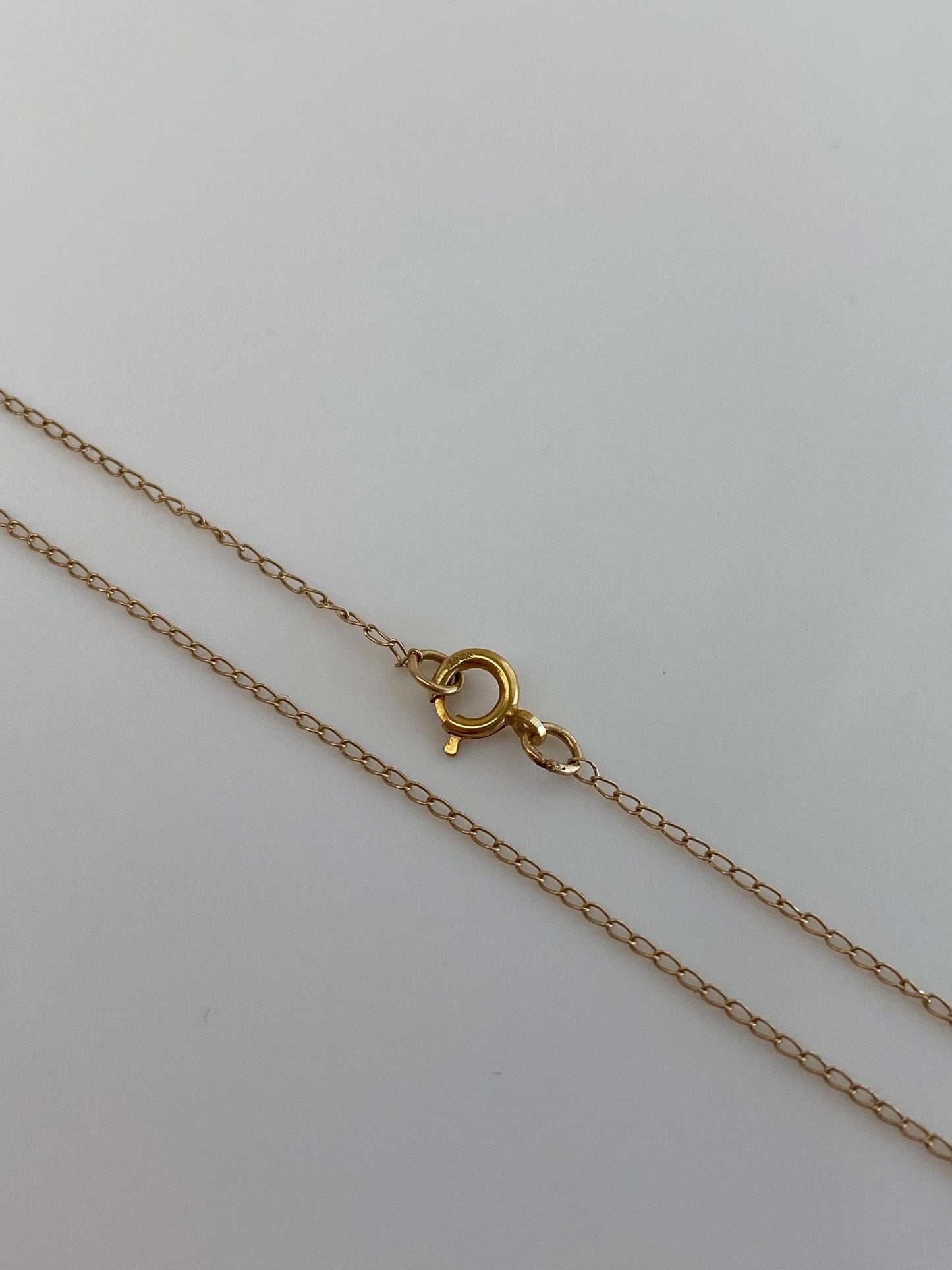 Vintage Solid 14k Yellow Gold Dainty Elongated Curb Chain Necklace - 15 inches