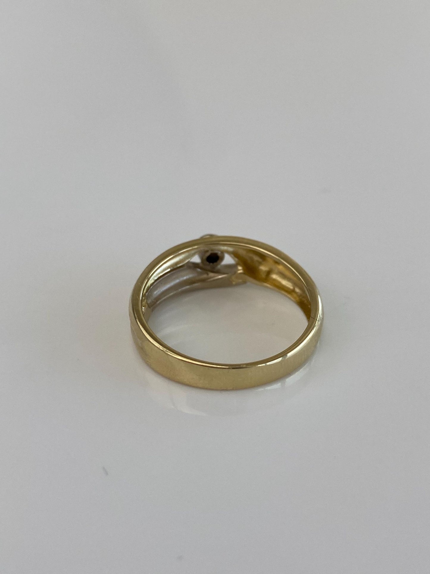 Vintage Solid 14k White & Yellow Gold Diamond Ring Band - Size 7.5