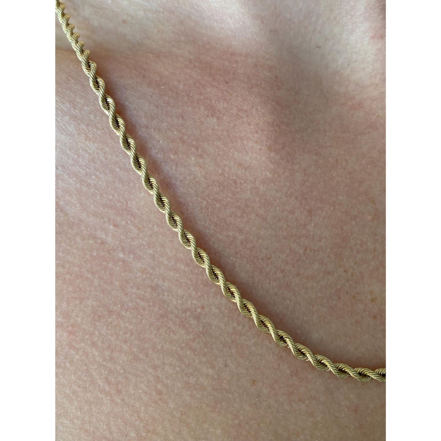 Vintage Solid 14k Yellow Gold Silk Rope Chain Necklace - 20 inches