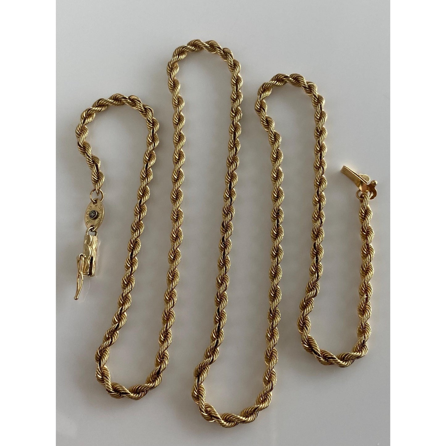 Vintage Solid 14k Yellow Gold Silk Rope Chain Necklace - 20 inches