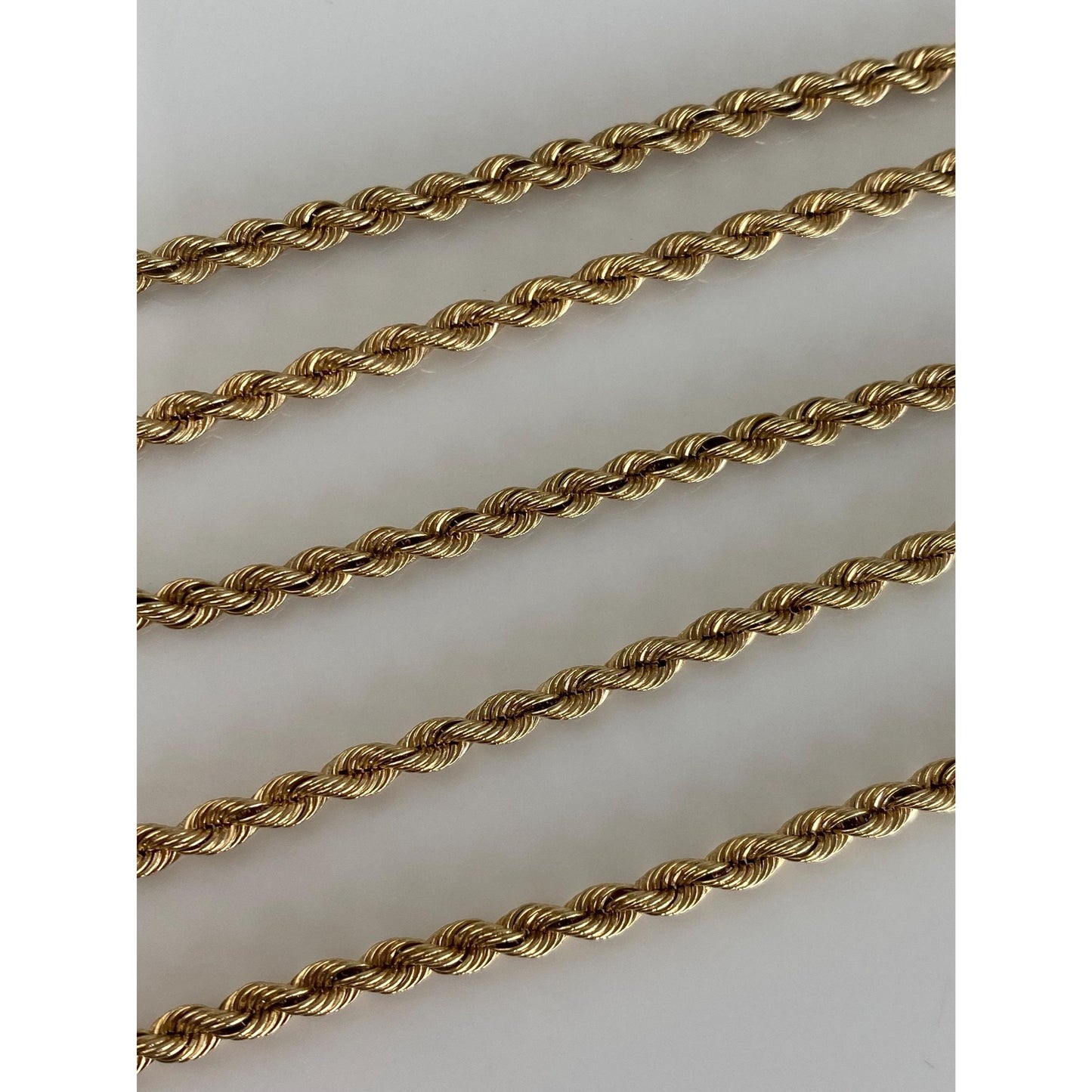 Vintage Solid 14k Yellow Gold Silk Rope Chain Necklace - 20 inches