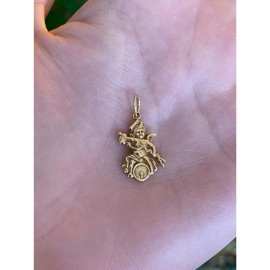 Vintage Solid 14k Yellow Gold Cherub Charm