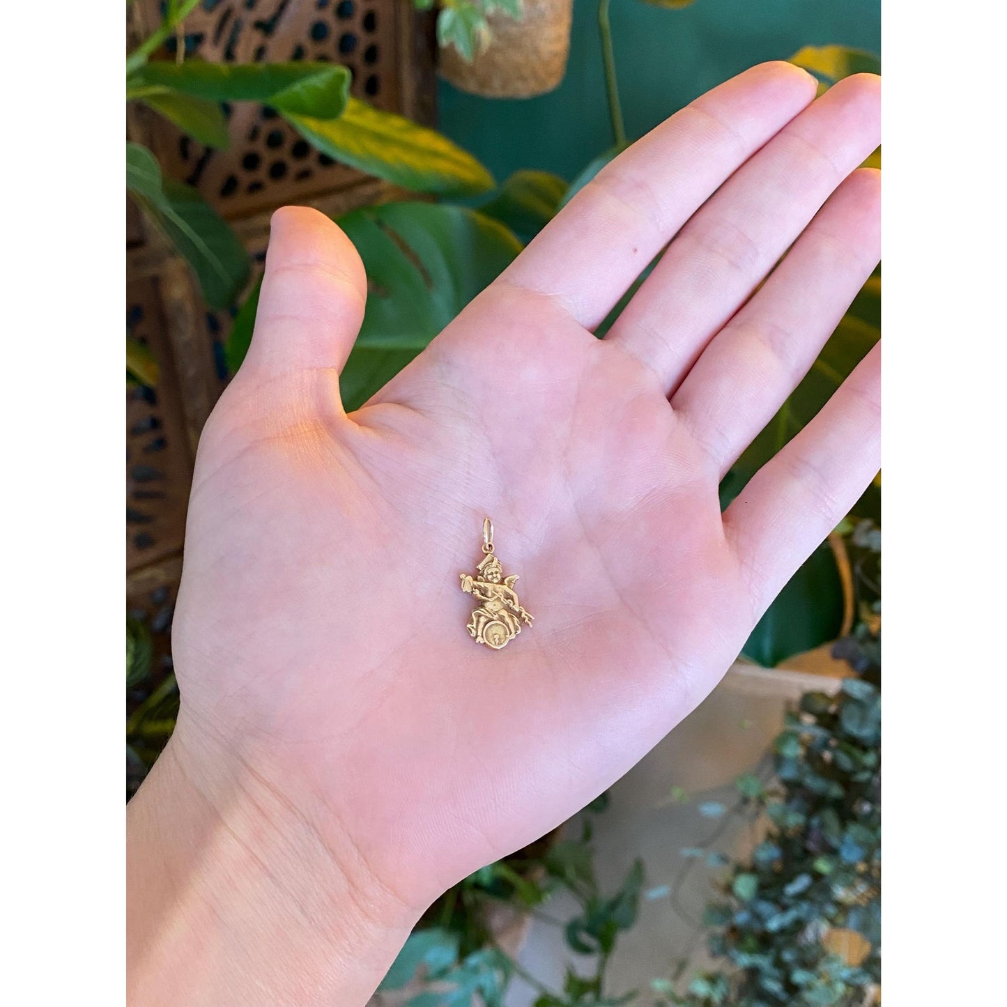 Vintage Solid 14k Yellow Gold Cherub Charm