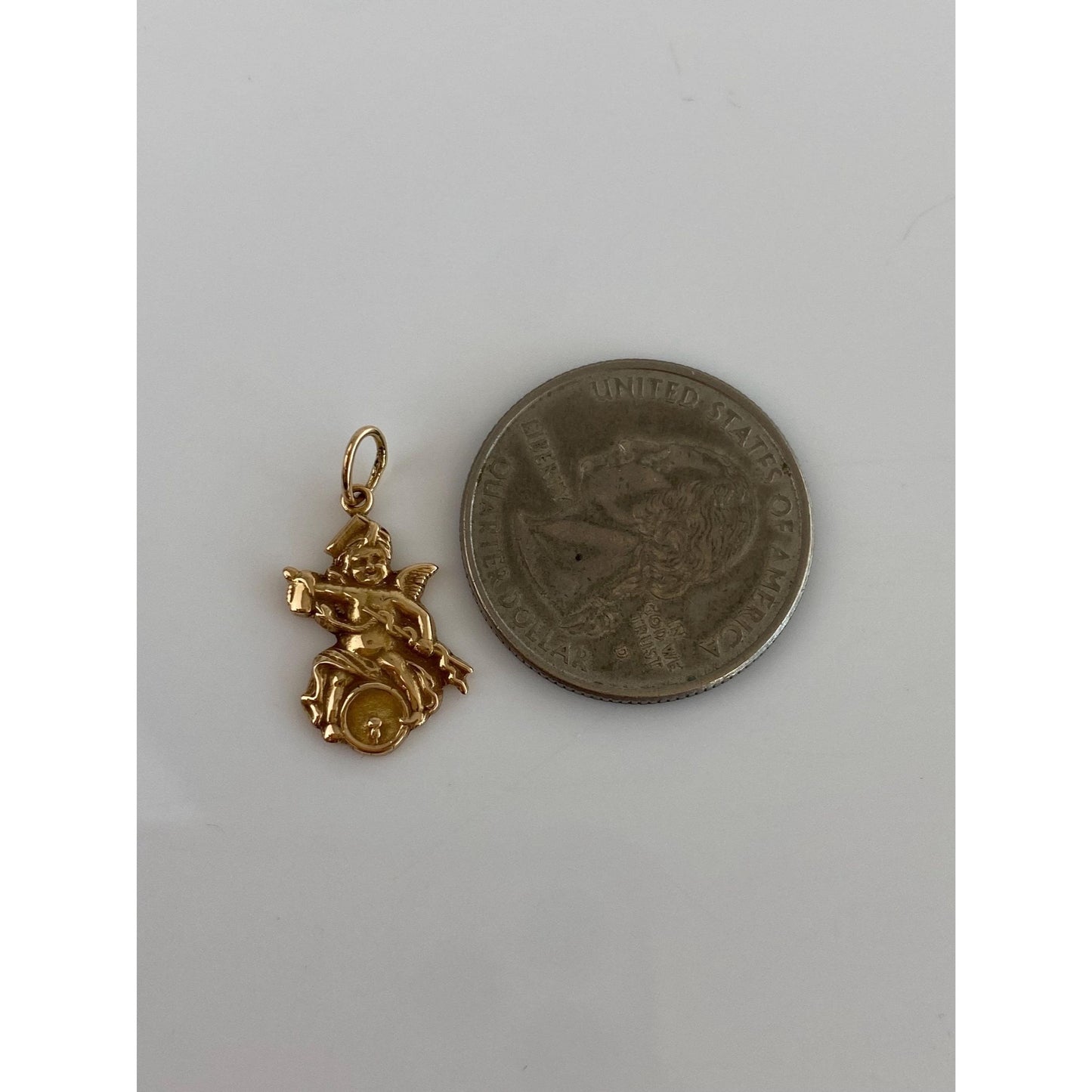 Vintage Solid 14k Yellow Gold Cherub Charm