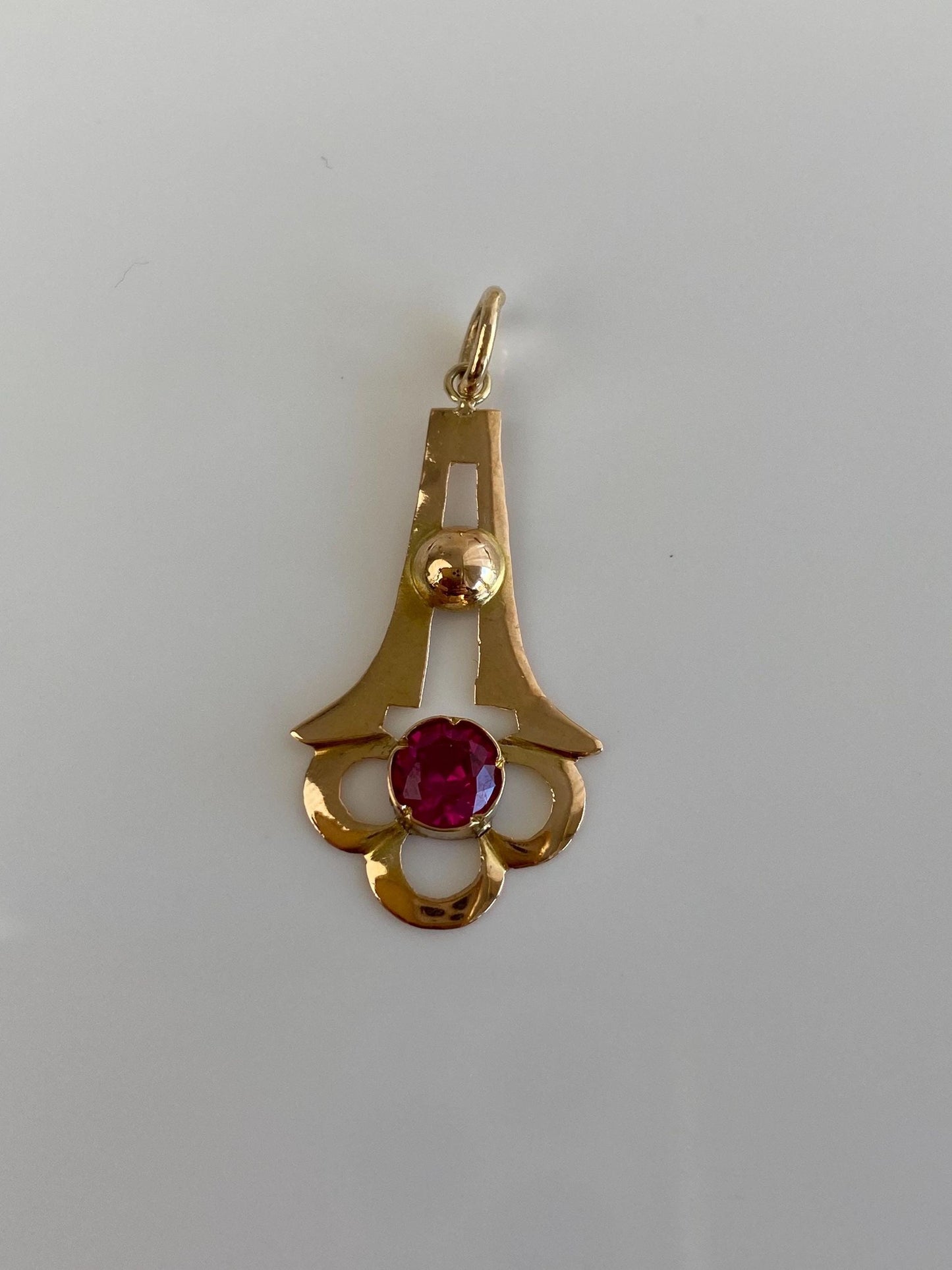 Vintage Solid 18k Rosey Gold Pink Sapphire Charm
