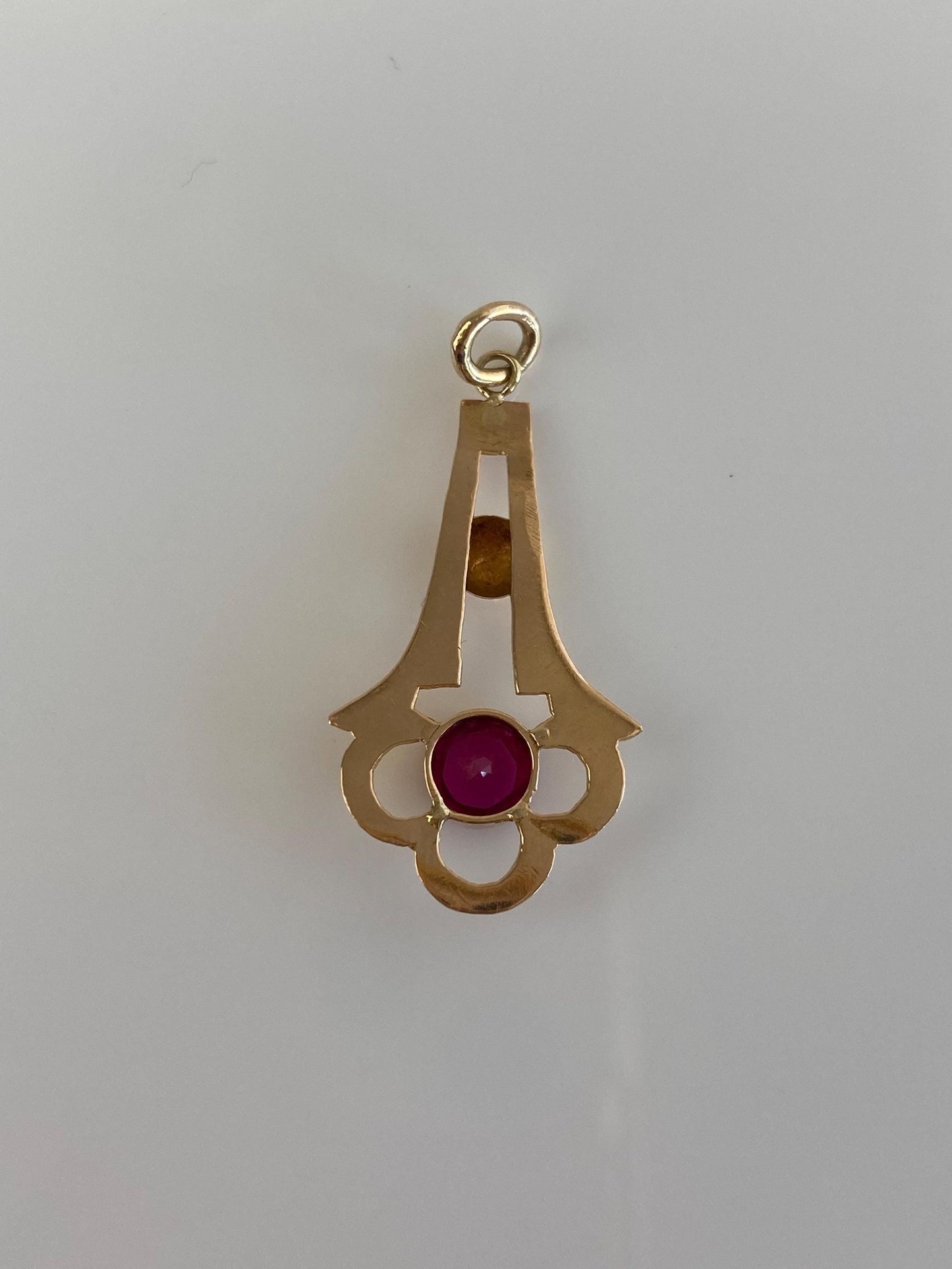 Vintage Solid 18k Rosey Gold Pink Sapphire Charm
