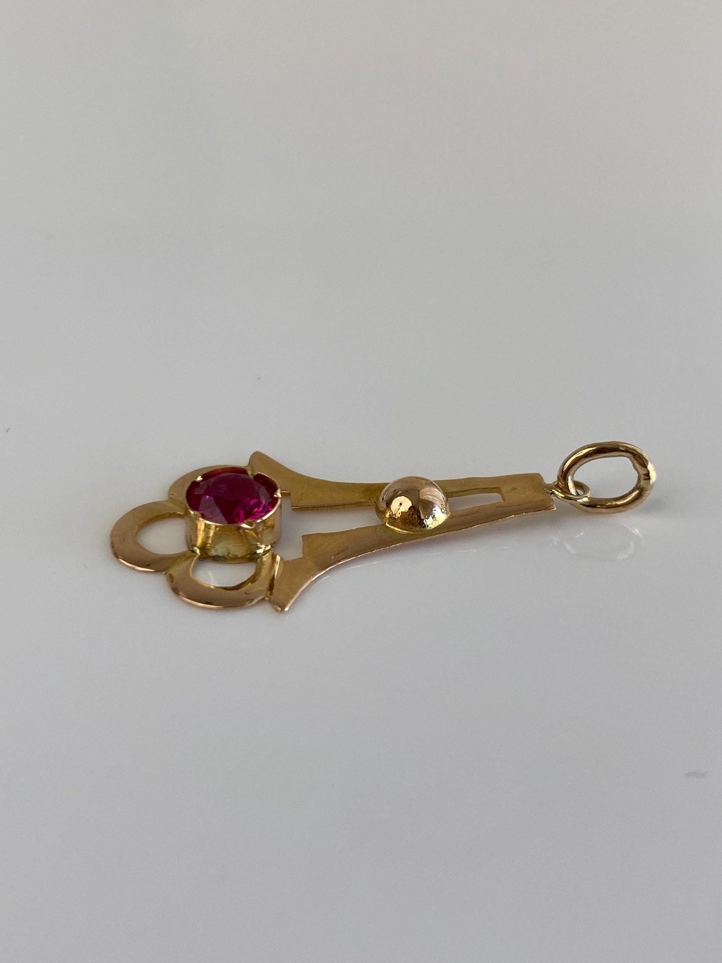 Vintage Solid 18k Rosey Gold Pink Sapphire Charm