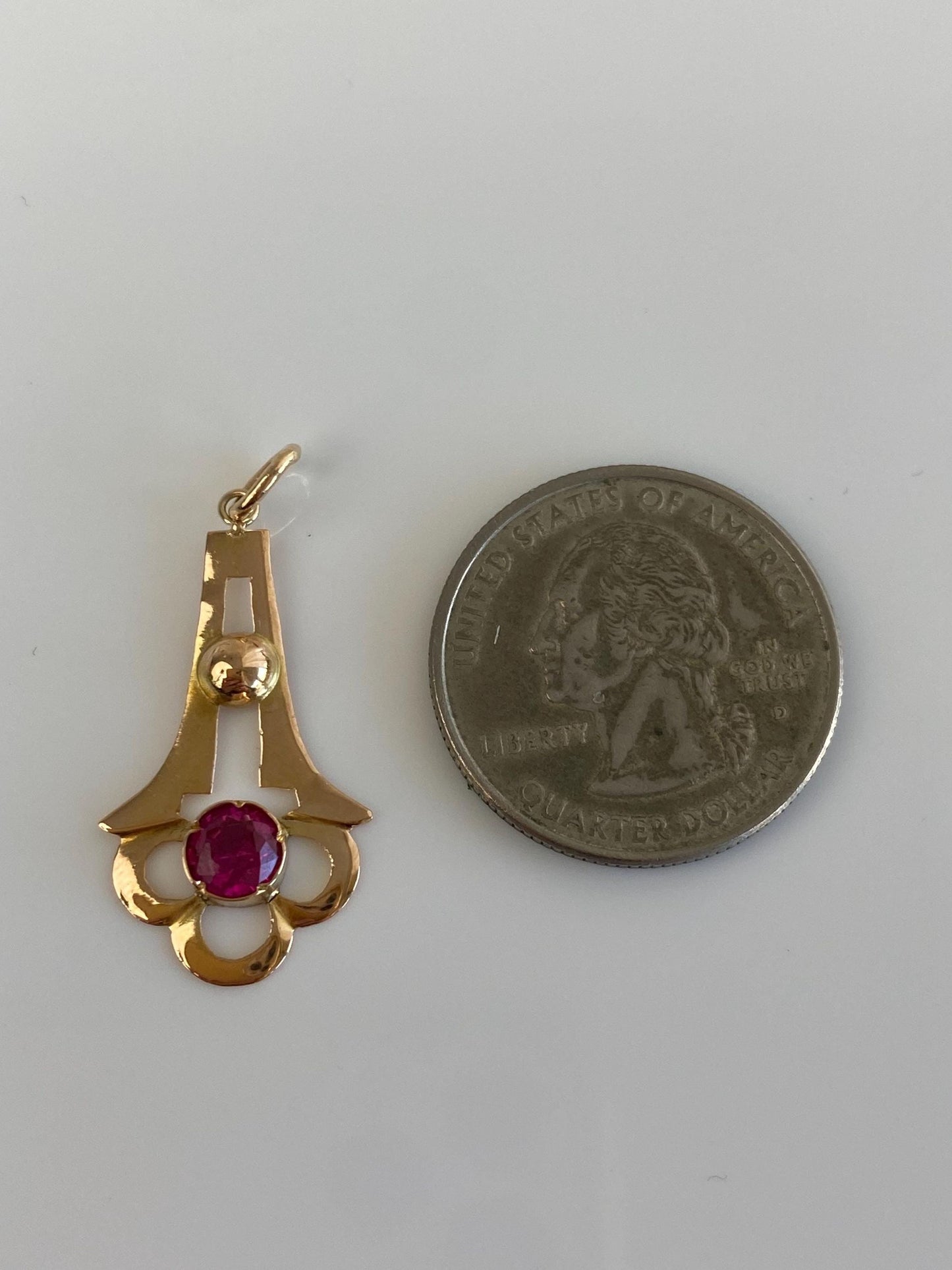Vintage Solid 18k Rosey Gold Pink Sapphire Charm
