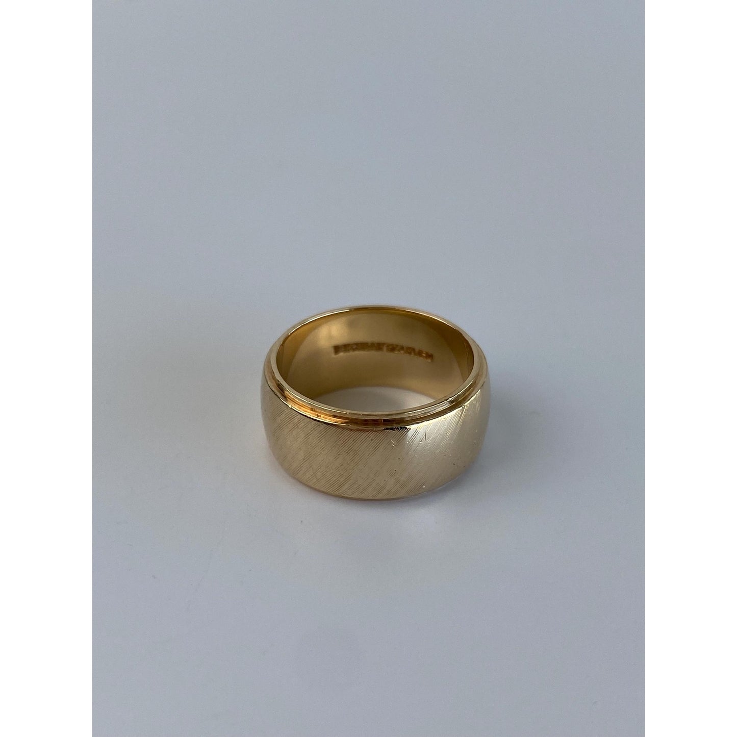 Vintage Solid 14k Yellow Gold Crosshatch Pattern Wide Ring Band - Size 5.25