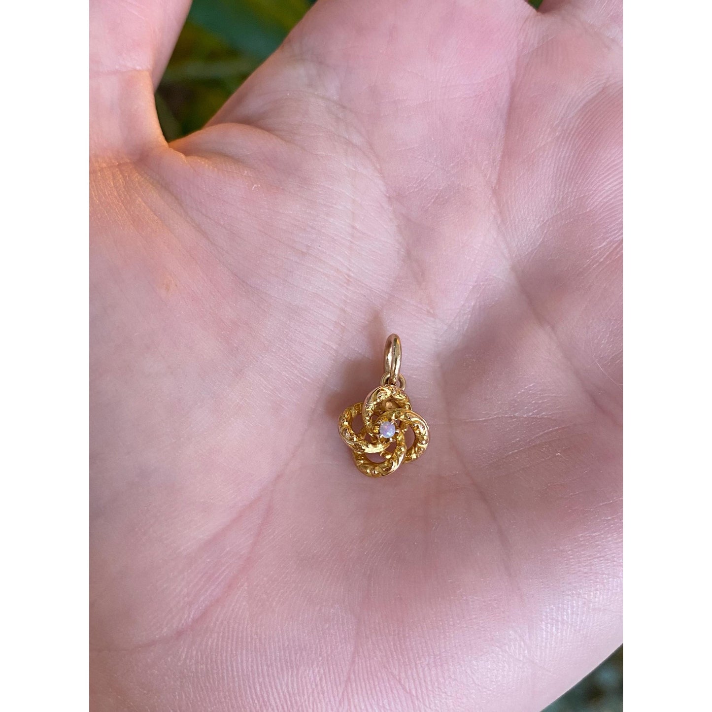 Vintage Solid 14k Yellow Gold Opal Knot Charm
