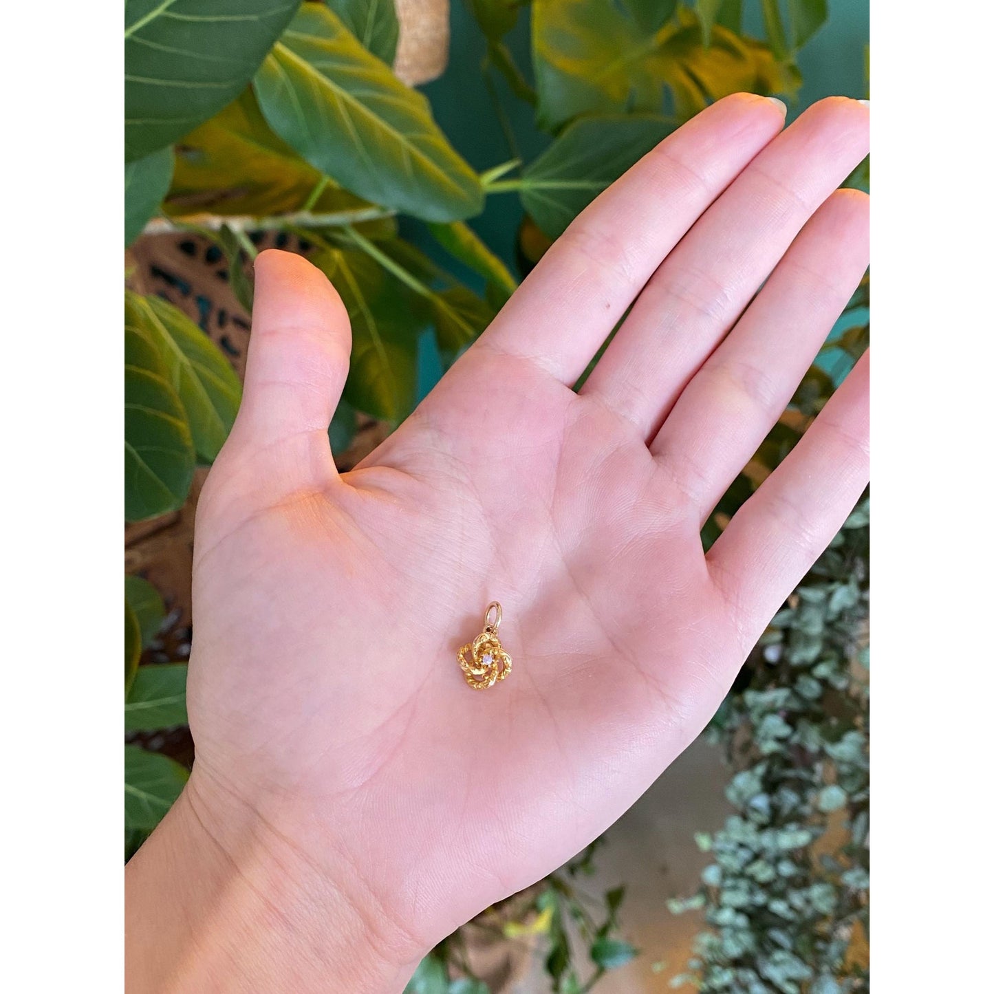 Vintage Solid 14k Yellow Gold Opal Knot Charm