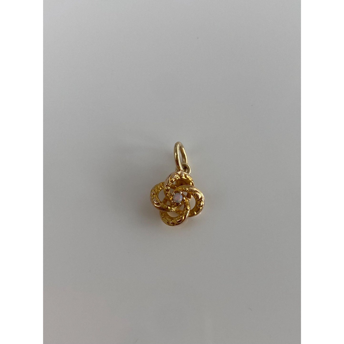 Vintage Solid 14k Yellow Gold Opal Knot Charm