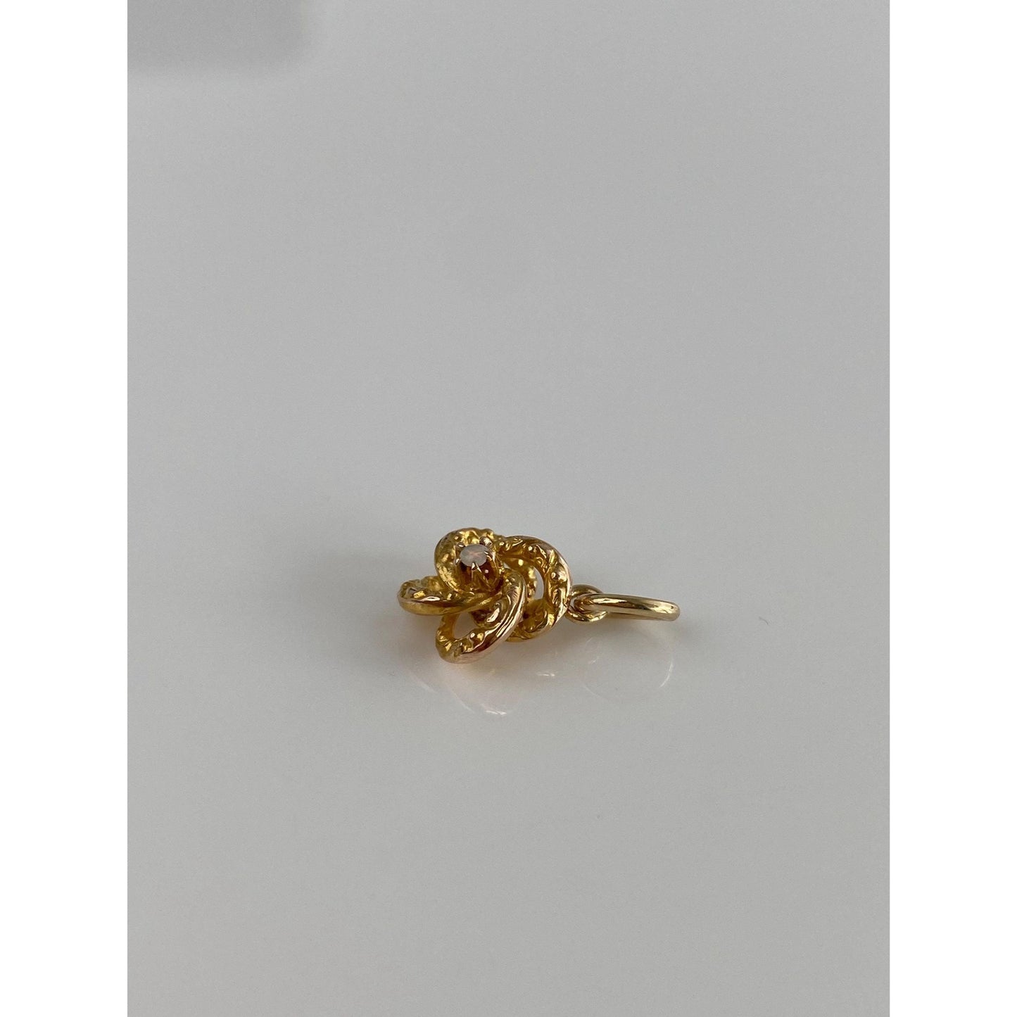 Vintage Solid 14k Yellow Gold Opal Knot Charm