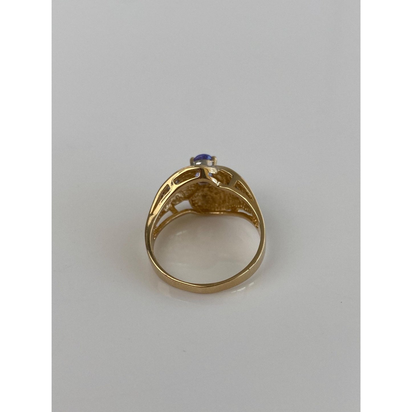 Solid 14k White & Yellow Gold Diamond Tanzanite Ring - Size 5.75