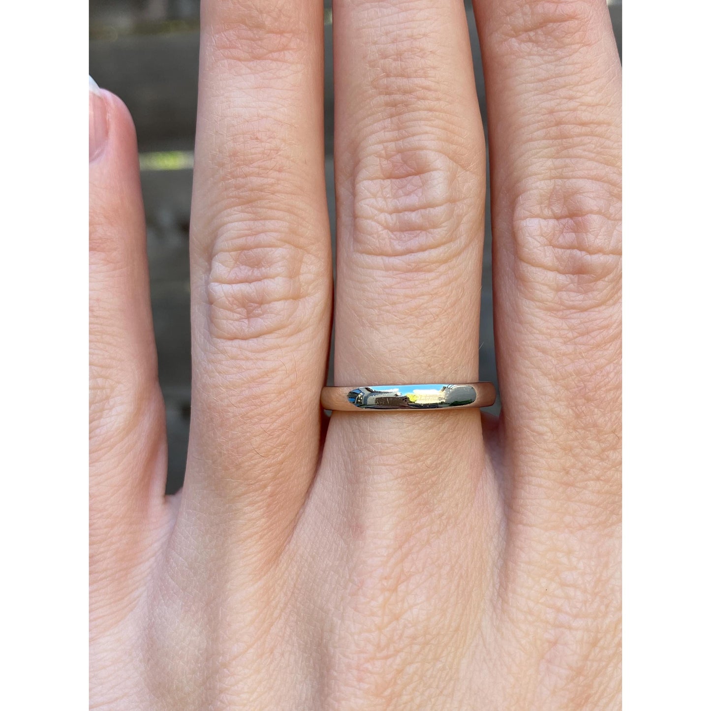 Vintage Solid 14k White Gold Facet Texture Ring Band - Size 7