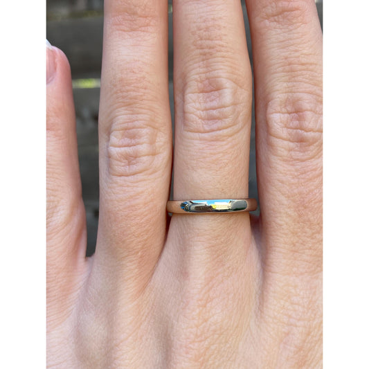 Vintage Solid 14k White Gold Facet Texture Ring Band - Size 7