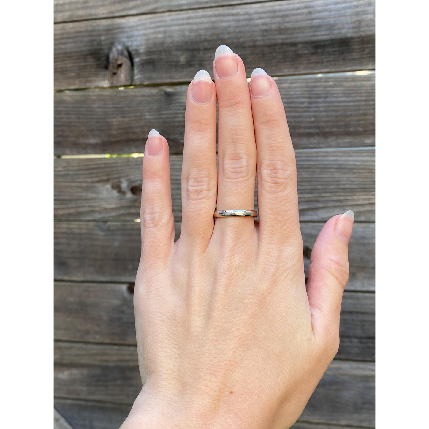 Vintage Solid 14k White Gold Facet Texture Ring Band - Size 7