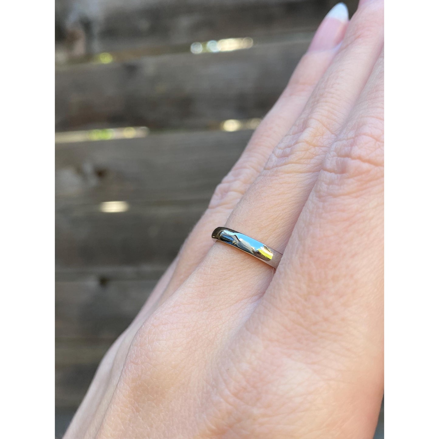 Vintage Solid 14k White Gold Facet Texture Ring Band - Size 7