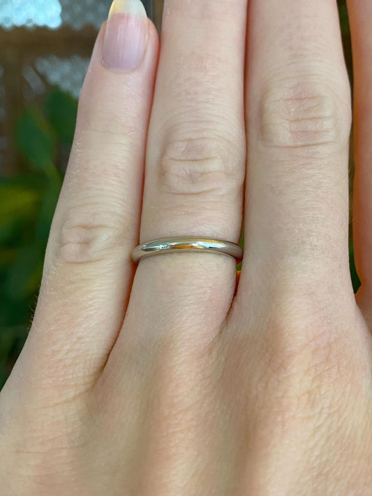 Vintage Solid 14k White Gold Ring Band - Size 4.75