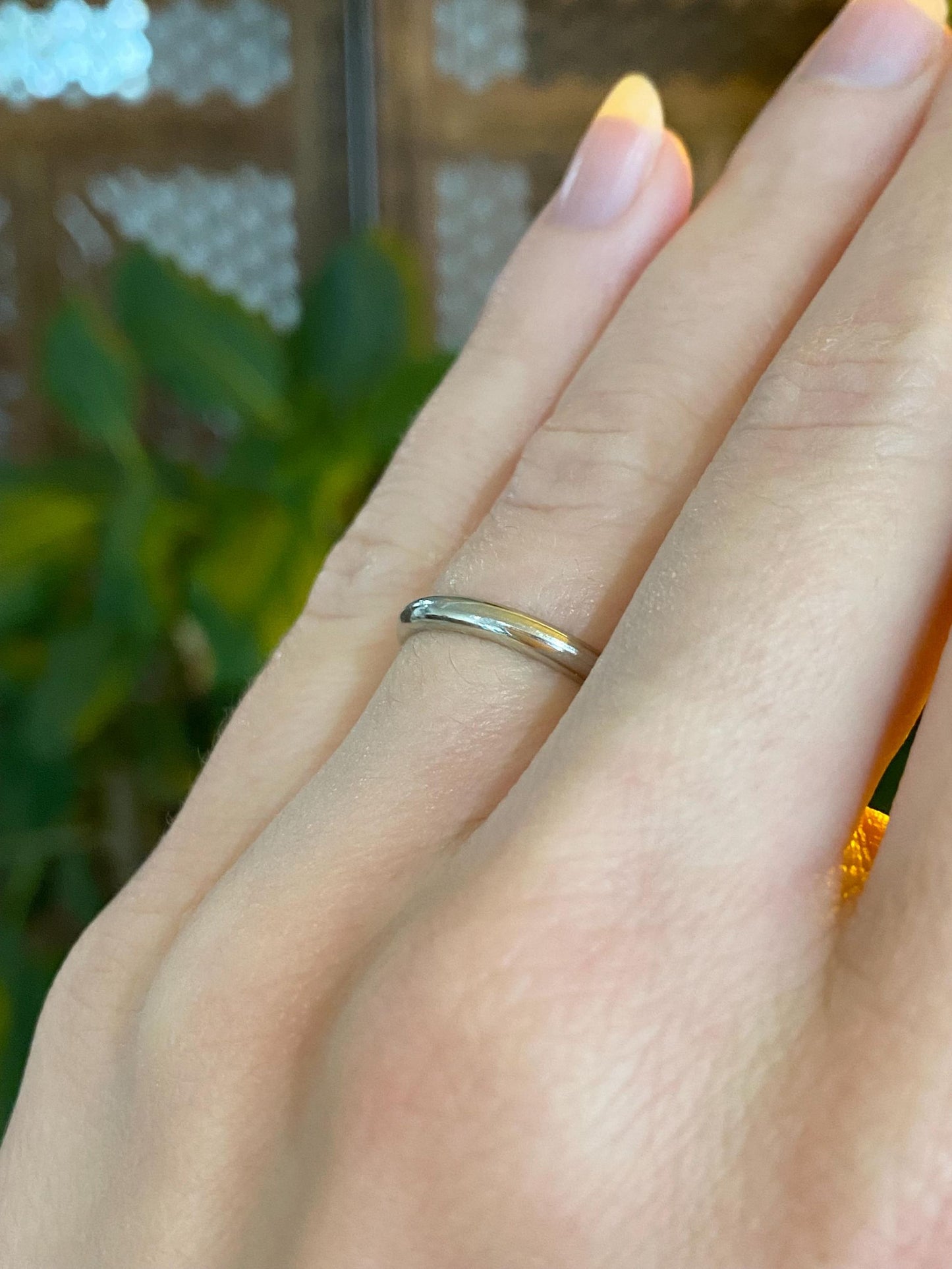 Vintage Solid 14k White Gold Ring Band - Size 4.75