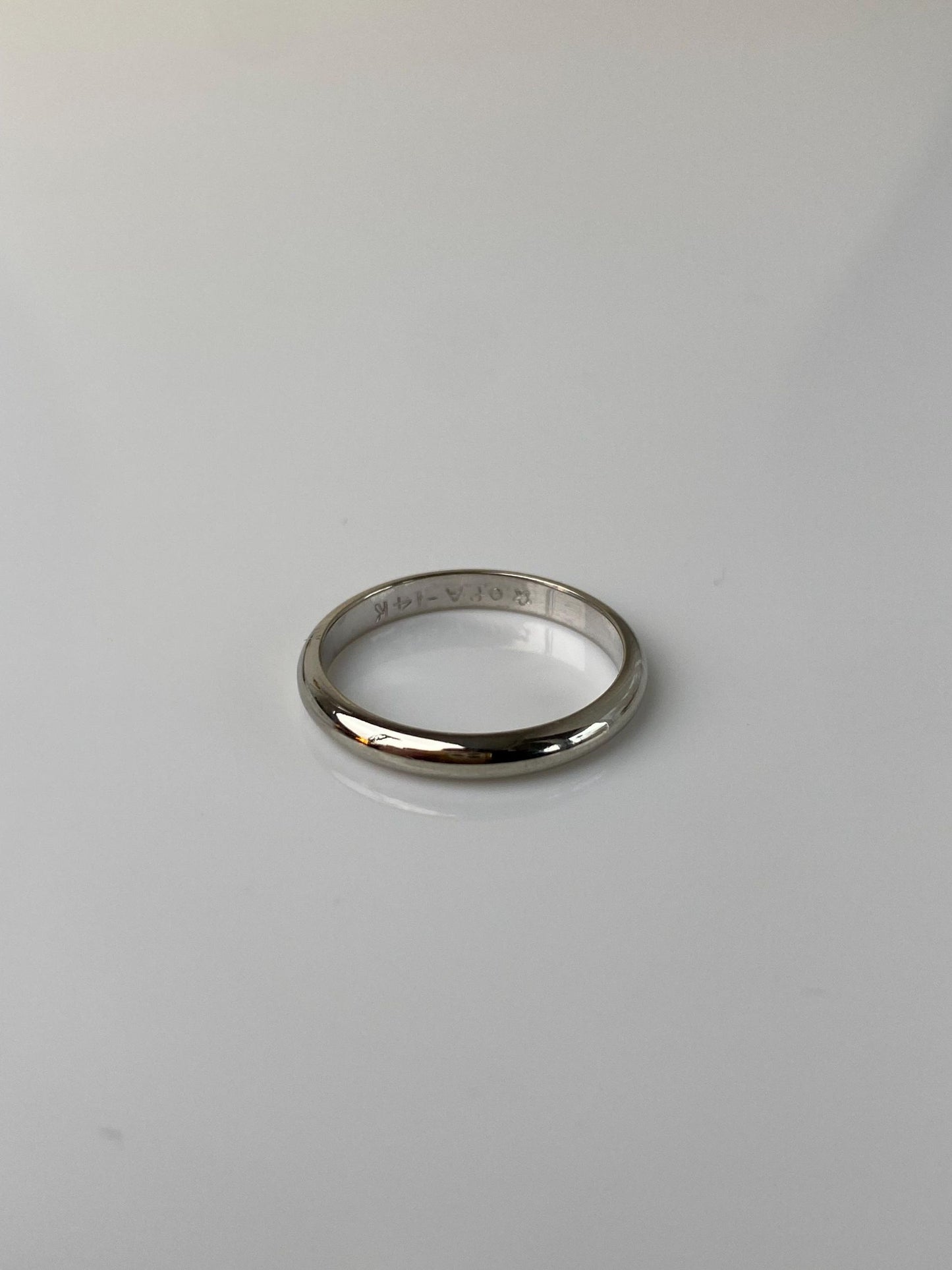 Vintage Solid 14k White Gold Ring Band - Size 4.75