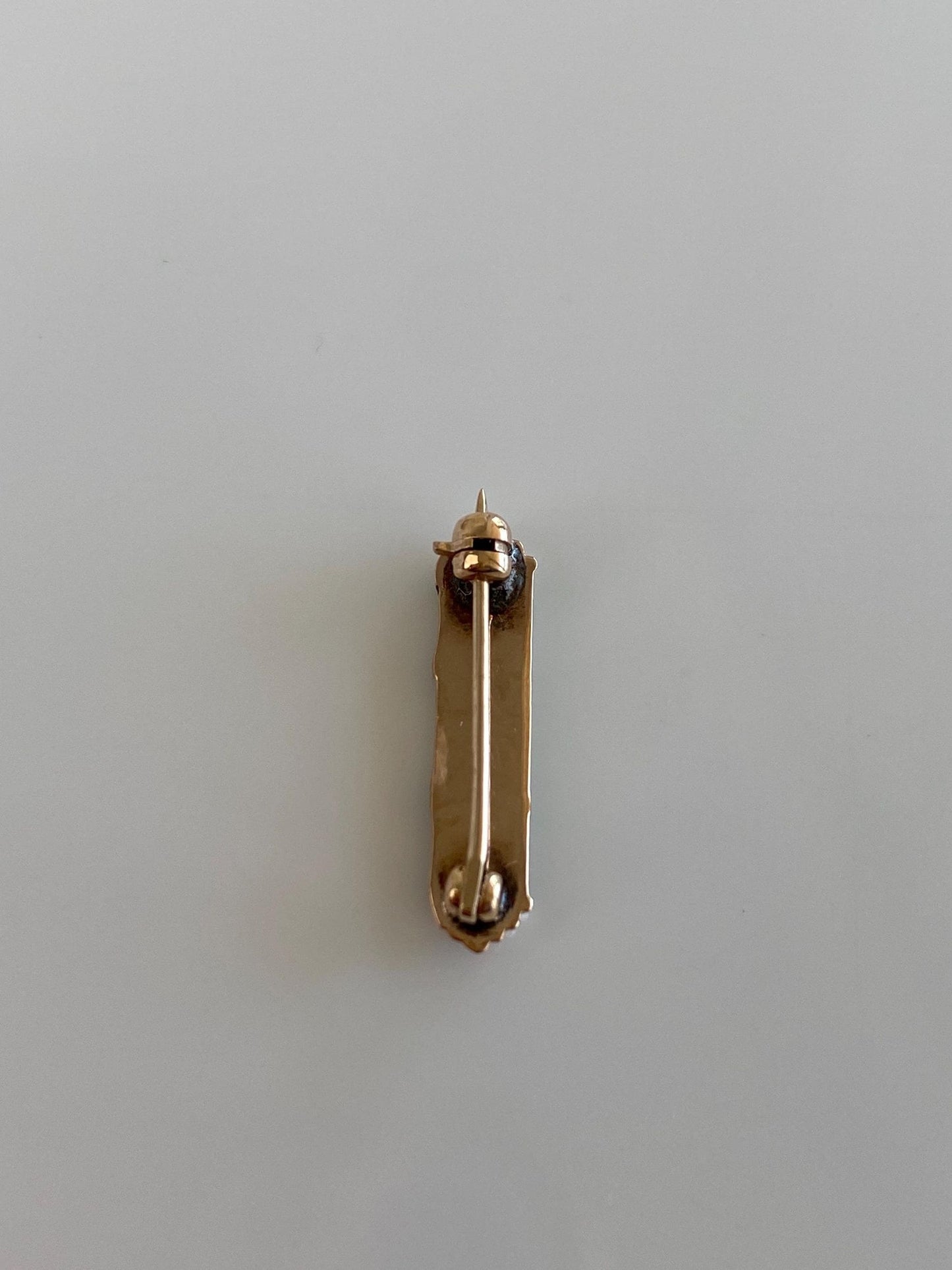 Vintage Solid 10k Yellow Gold Pink Green Enamel Striped Pin