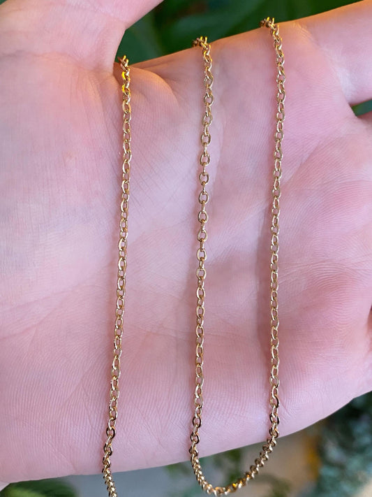 Vintage Solid 14k Yellow Gold Long Cable Chain Necklace - 25 inches