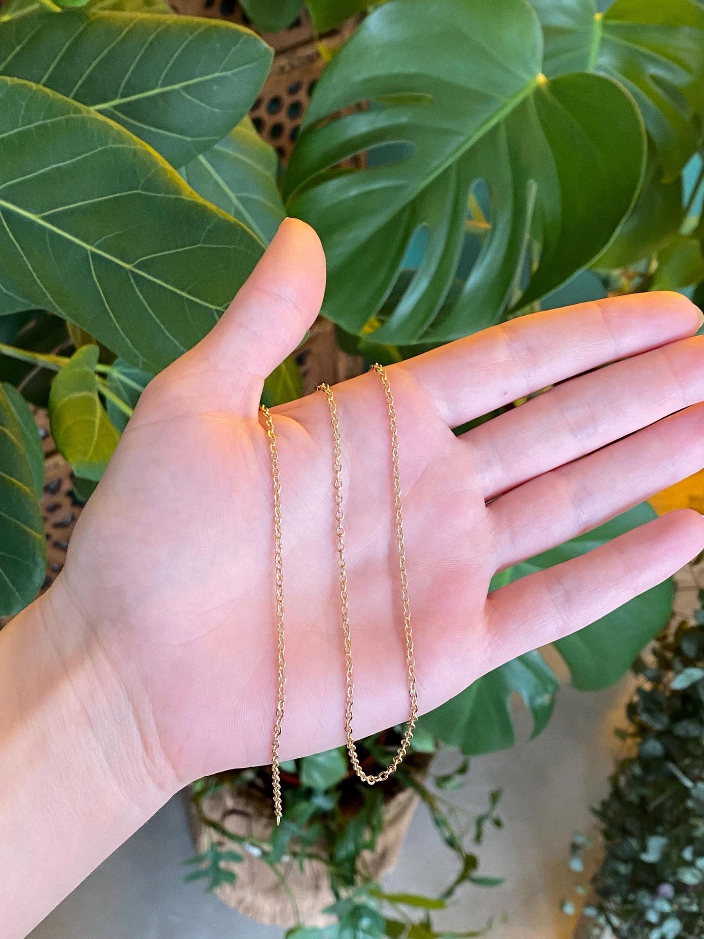 Vintage Solid 14k Yellow Gold Long Cable Chain Necklace - 25 inches