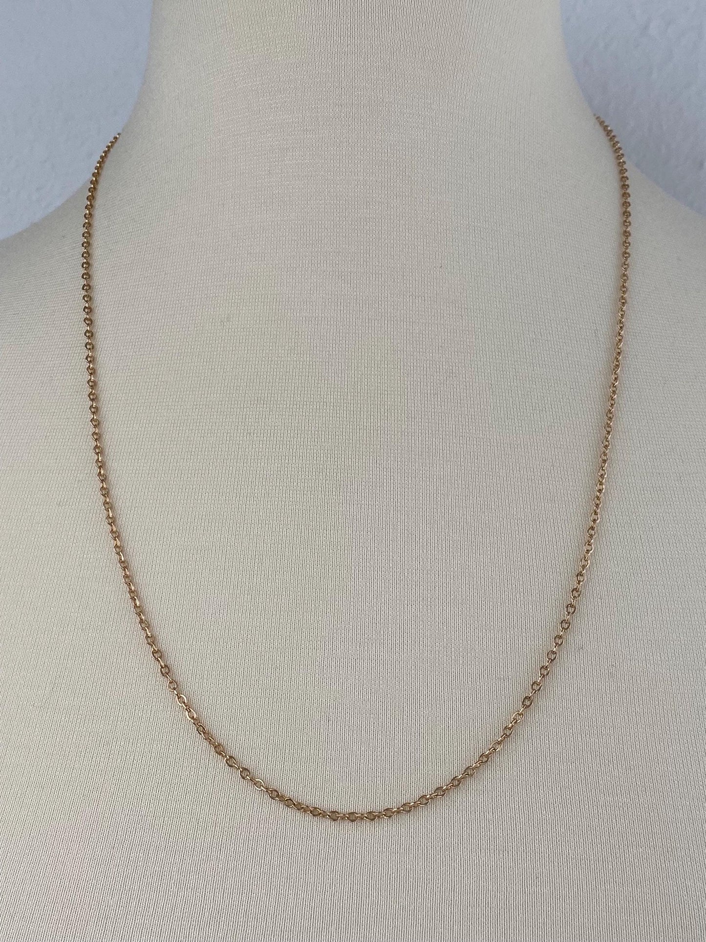 Vintage Solid 14k Yellow Gold Long Cable Chain Necklace - 25 inches