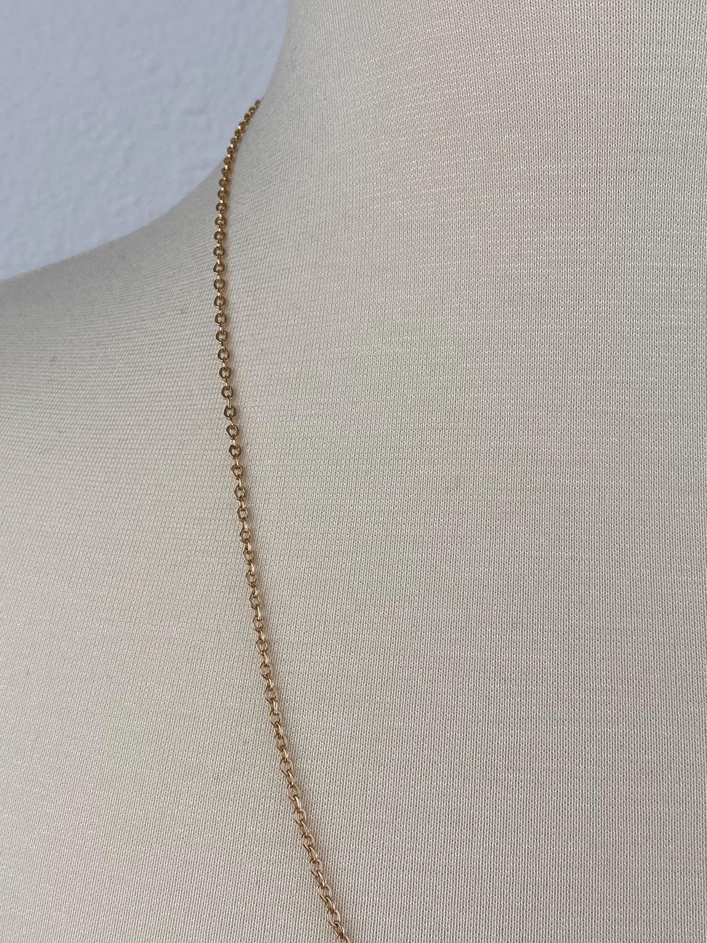 Vintage Solid 14k Yellow Gold Long Cable Chain Necklace - 25 inches
