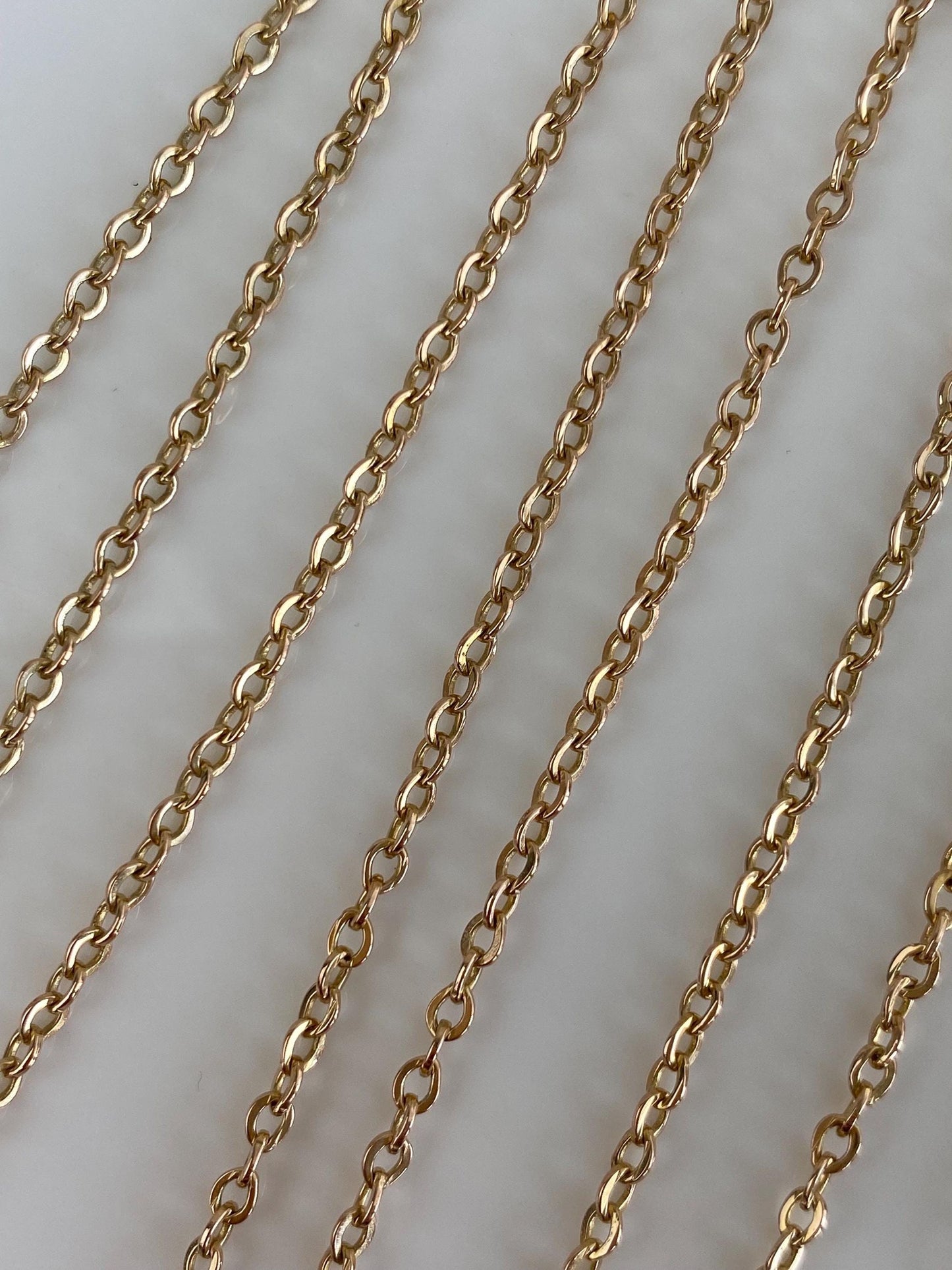 Vintage Solid 14k Yellow Gold Long Cable Chain Necklace - 25 inches