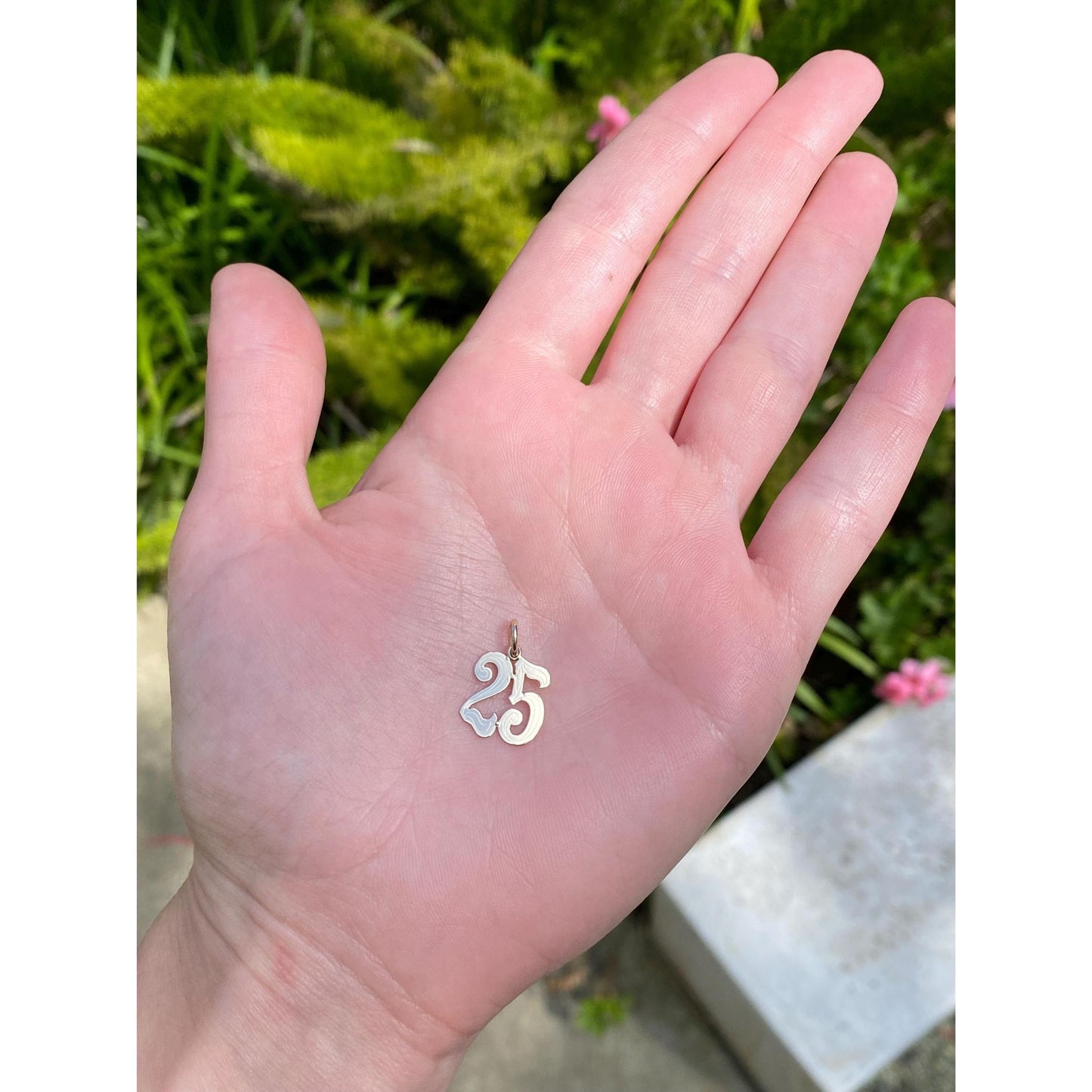 Vintage Solid 14k Yellow Gold Number '25' Charm