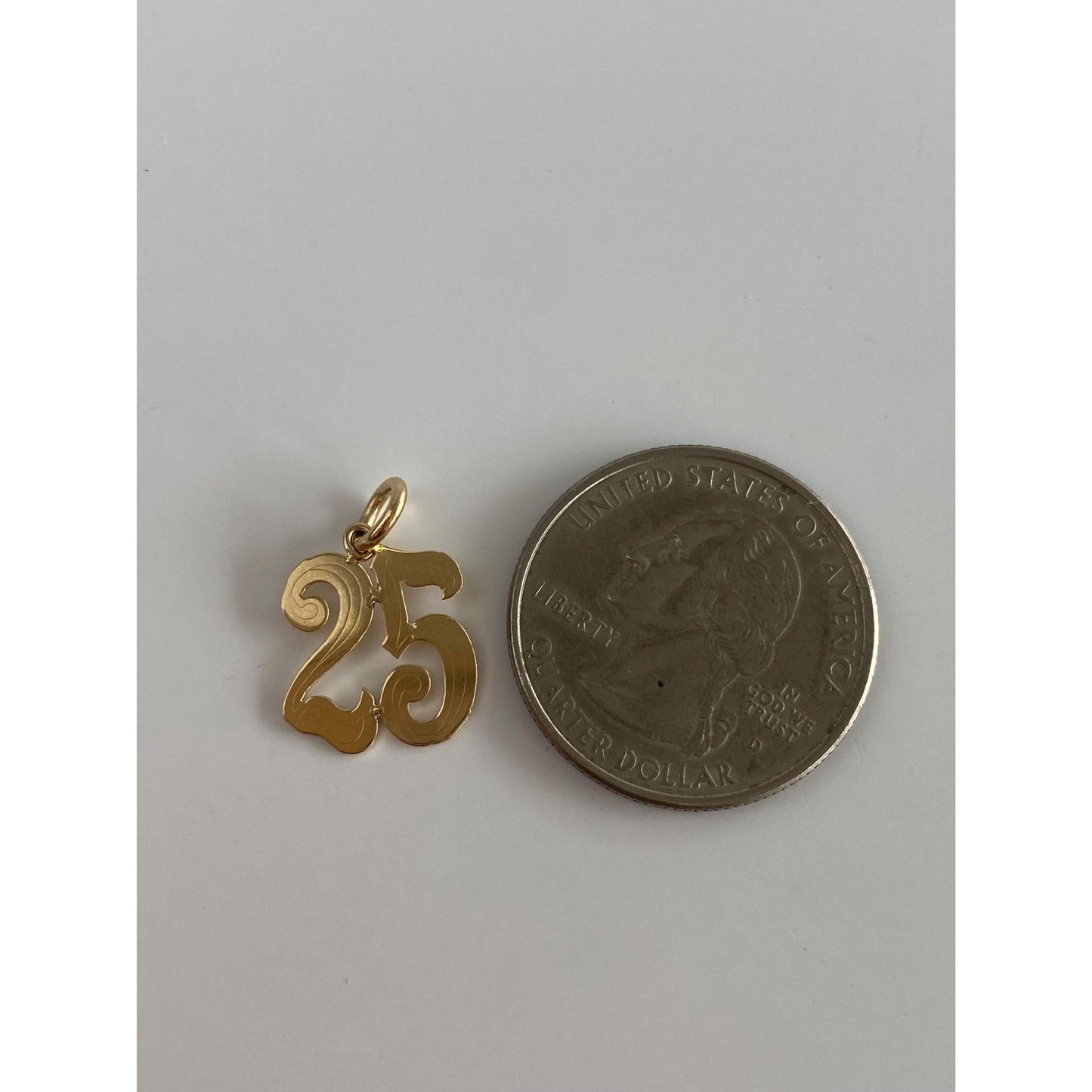 Vintage Solid 14k Yellow Gold Number '25' Charm