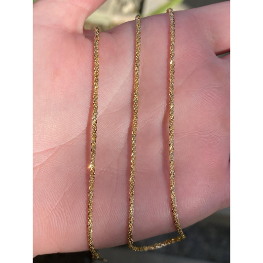 Vintage Solid 14k Yellow Gold Fancy Chain Necklace - 18 inches