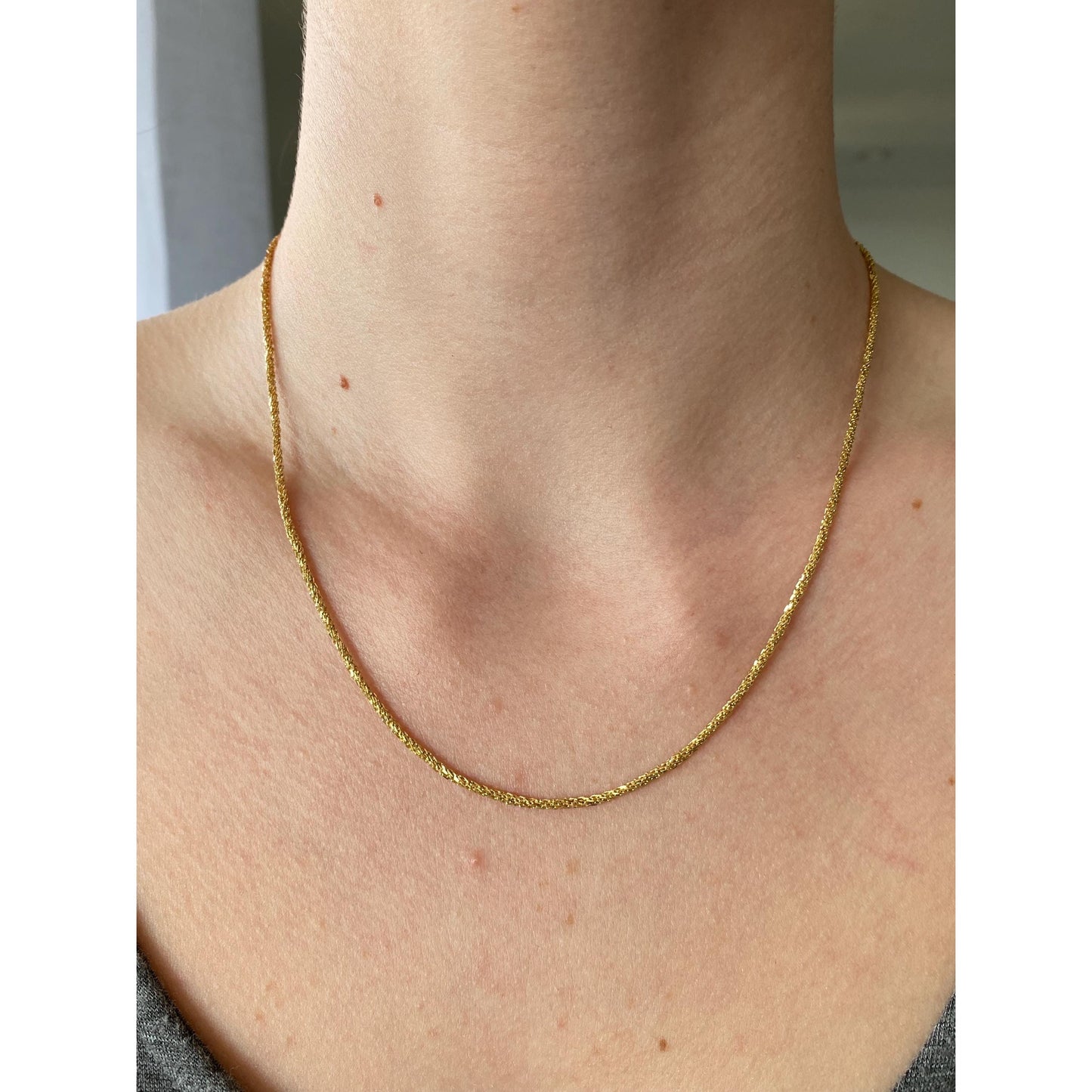 Vintage Solid 14k Yellow Gold Fancy Chain Necklace - 18 inches