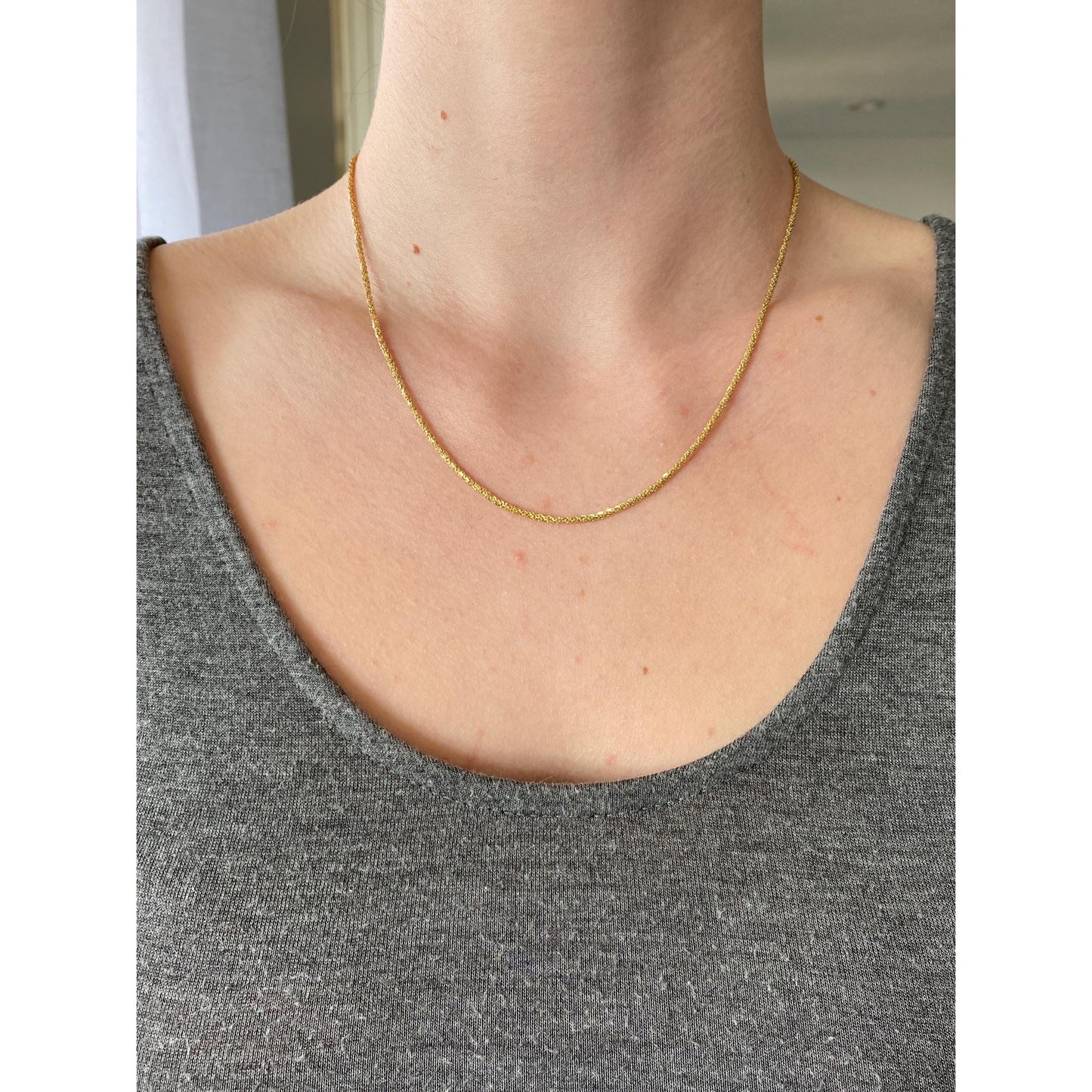 Vintage Solid 14k Yellow Gold Fancy Chain Necklace - 18 inches