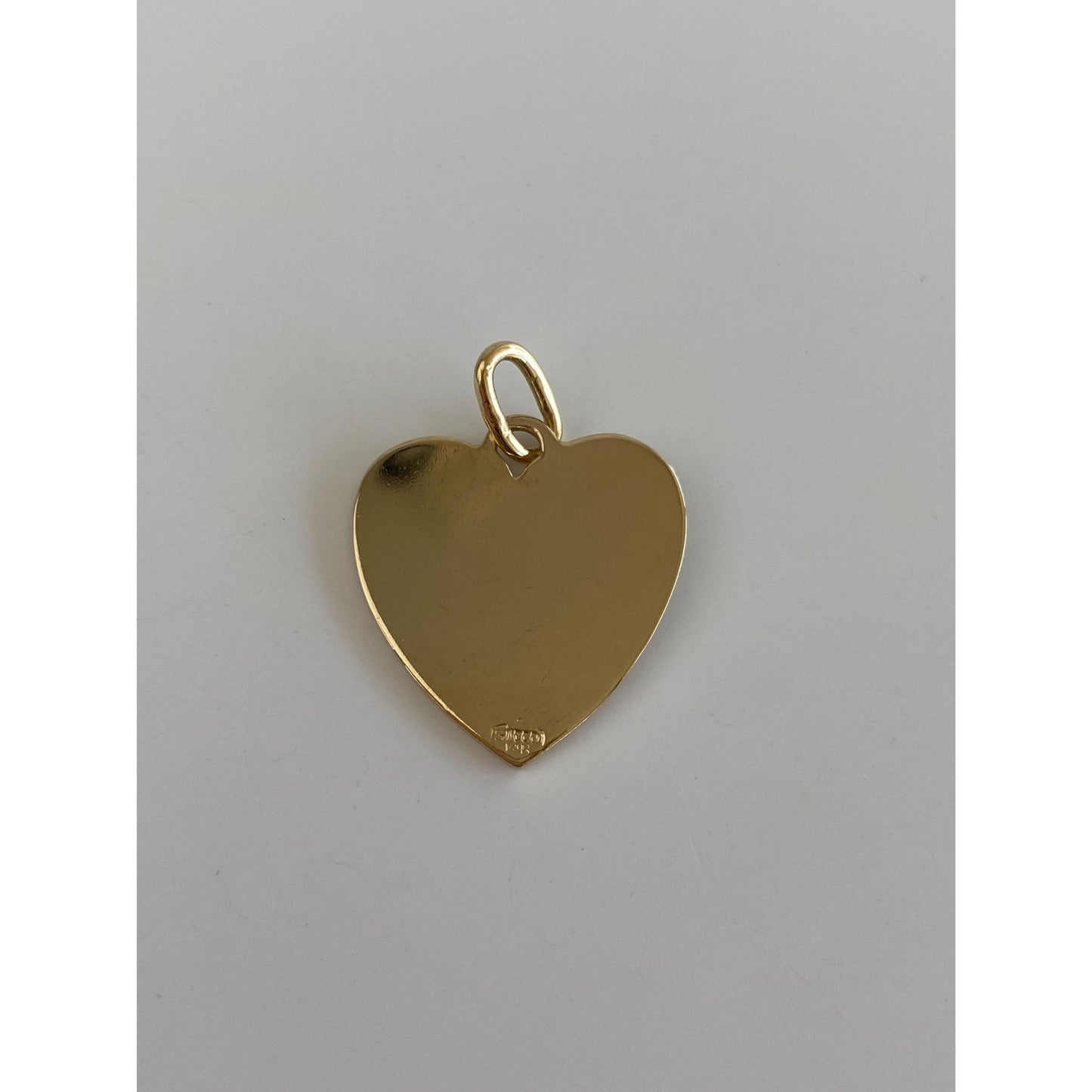 Vintage Solid 14k Yellow Gold 'August 9, 1958' Crosshatch Texture Heart Charm