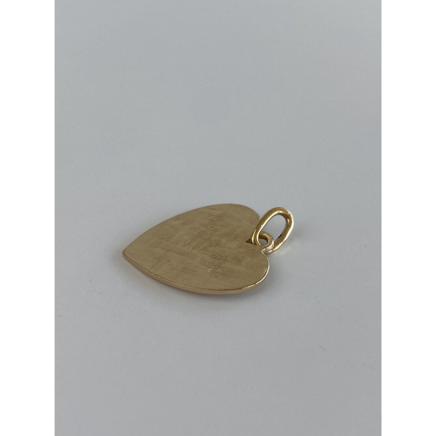 Vintage Solid 14k Yellow Gold 'August 9, 1958' Crosshatch Texture Heart Charm