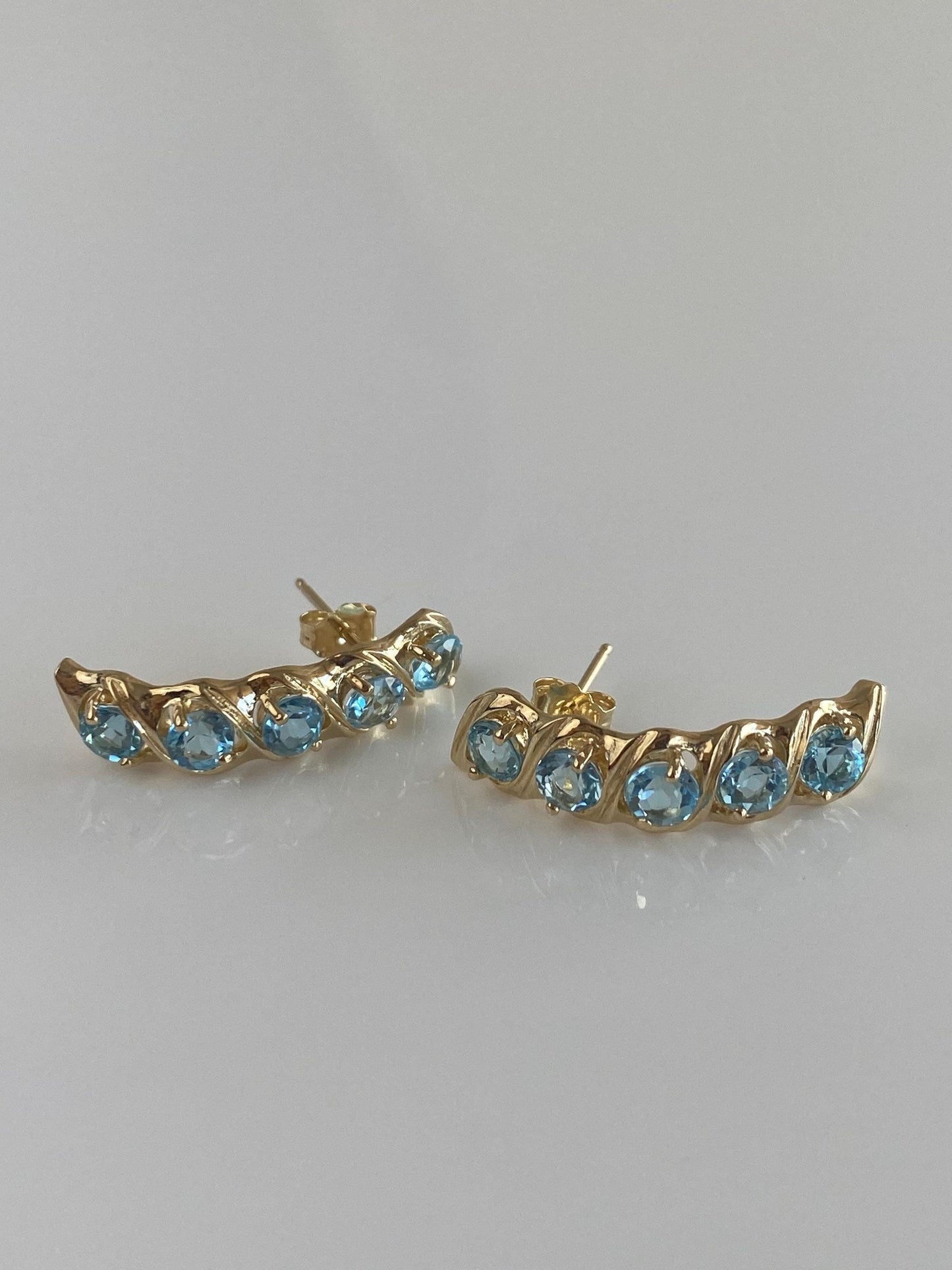 Vintage Solid 14k Yellow Gold Topaz Drop Earrings