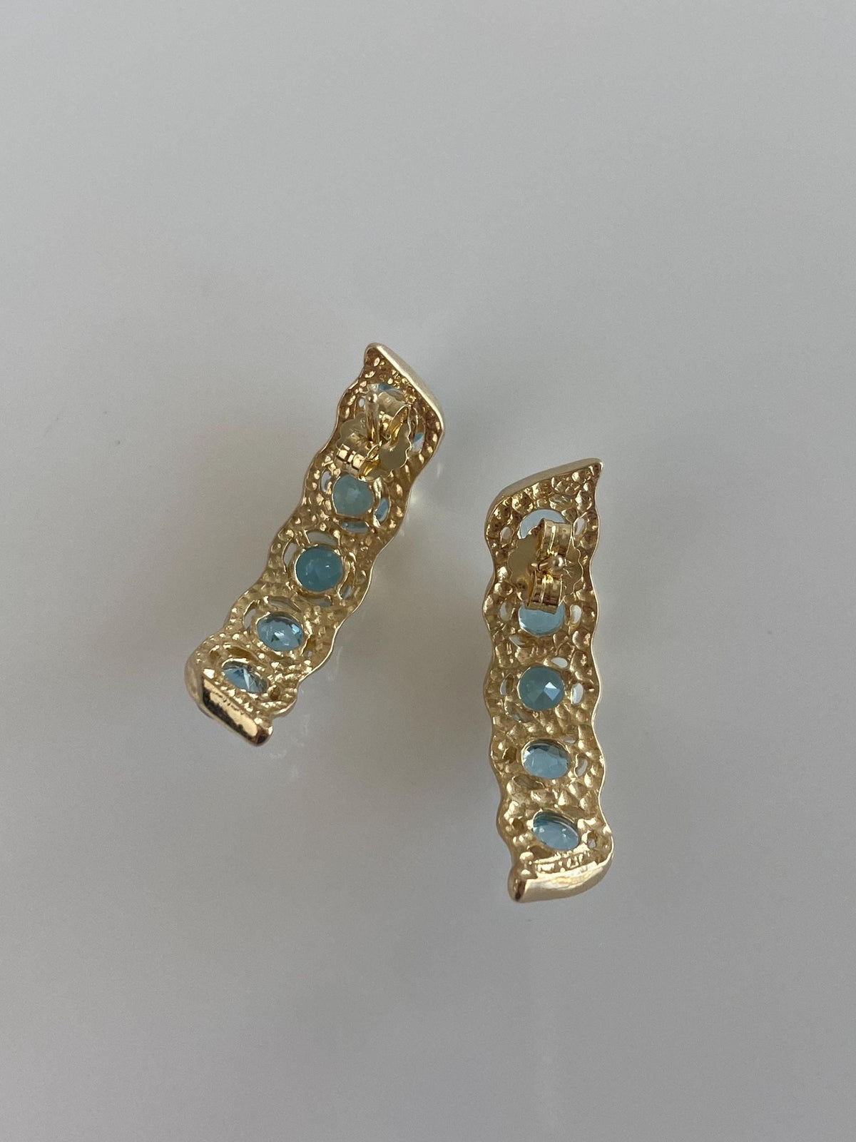Vintage Solid 14k Yellow Gold Topaz Drop Earrings