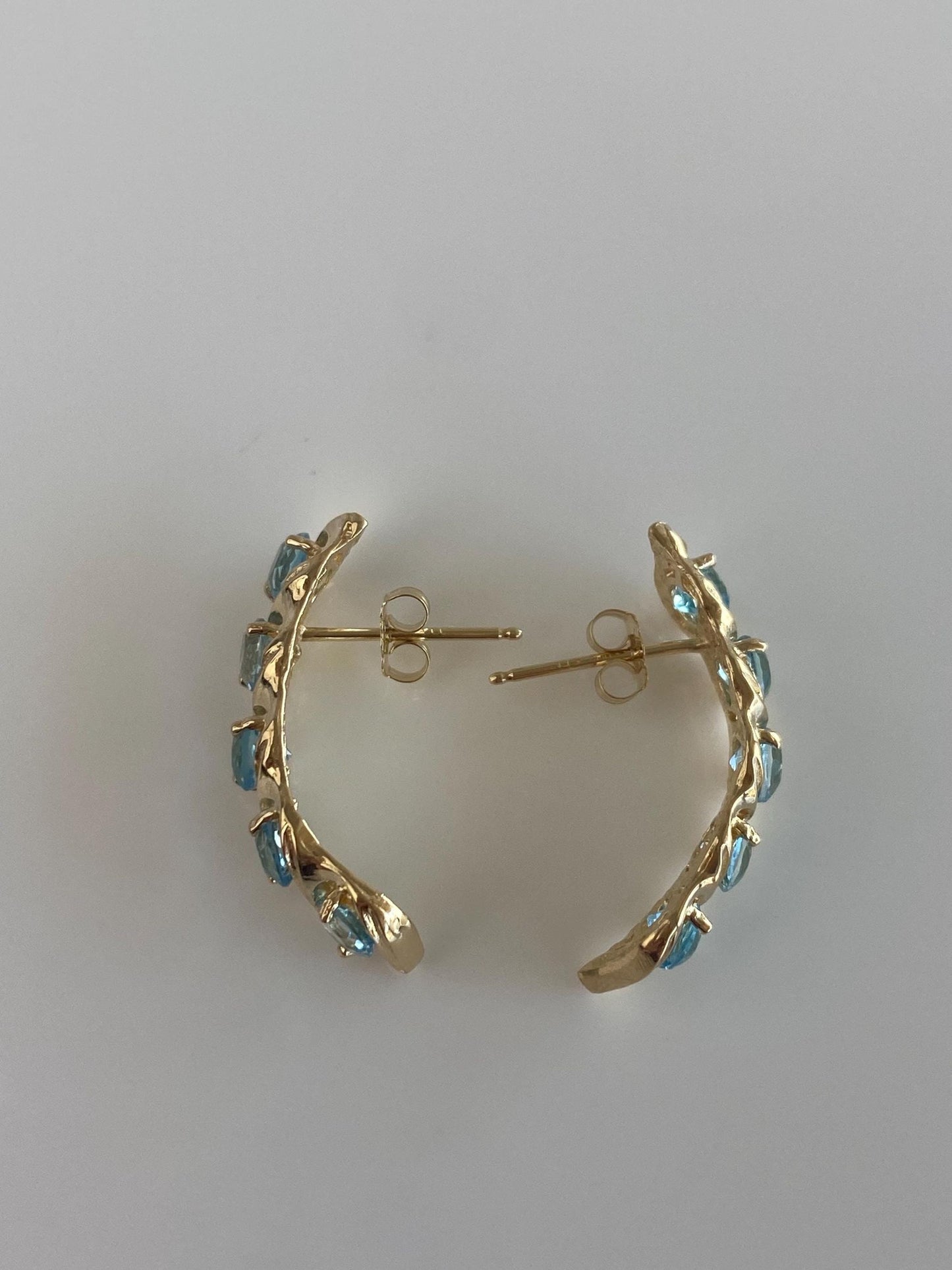 Vintage Solid 14k Yellow Gold Topaz Drop Earrings