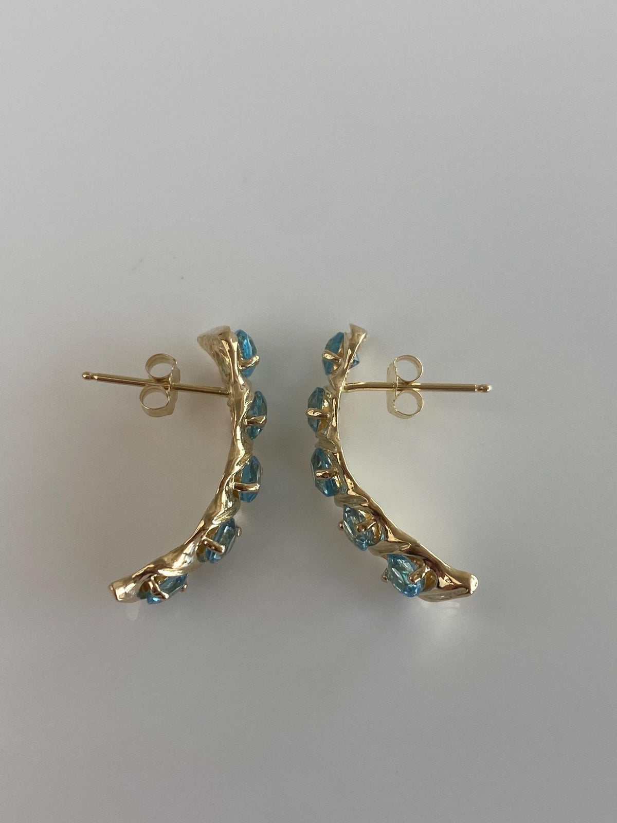 Vintage Solid 14k Yellow Gold Topaz Drop Earrings